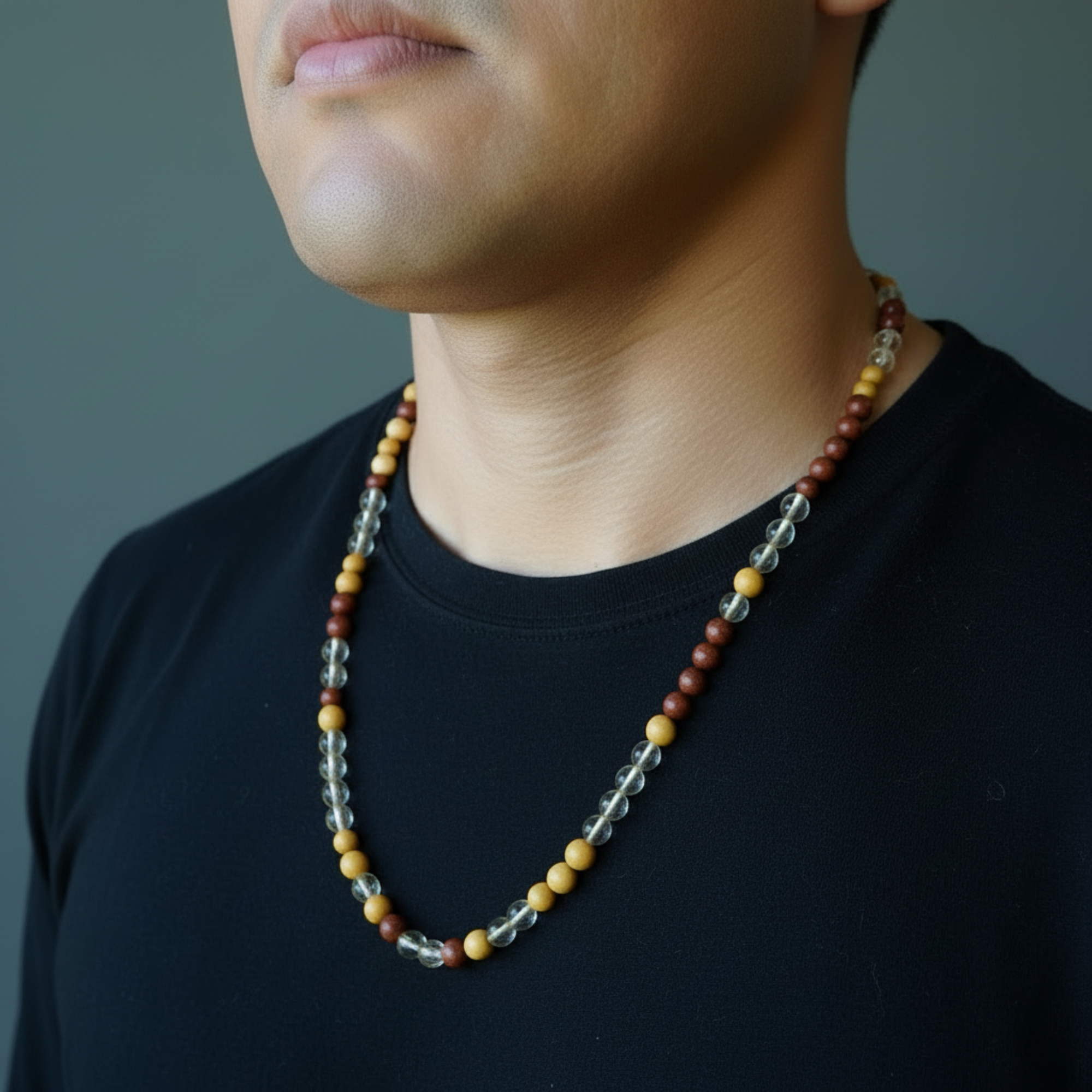 Collier Citrine Jasper Rouge Jaune Coucher de Soleil Vif