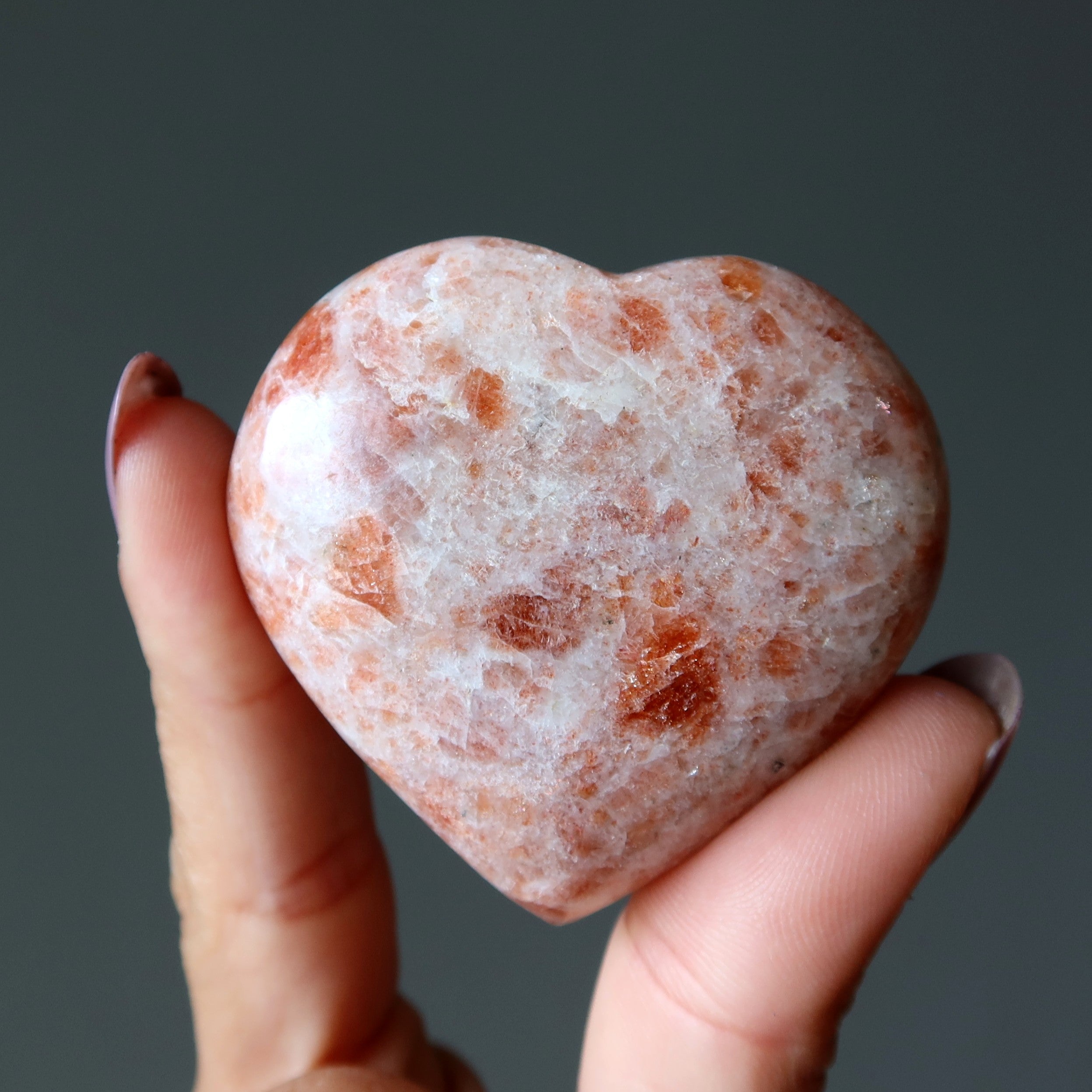 Sunstone Heart My Love is a Bright Red Sun Crystal