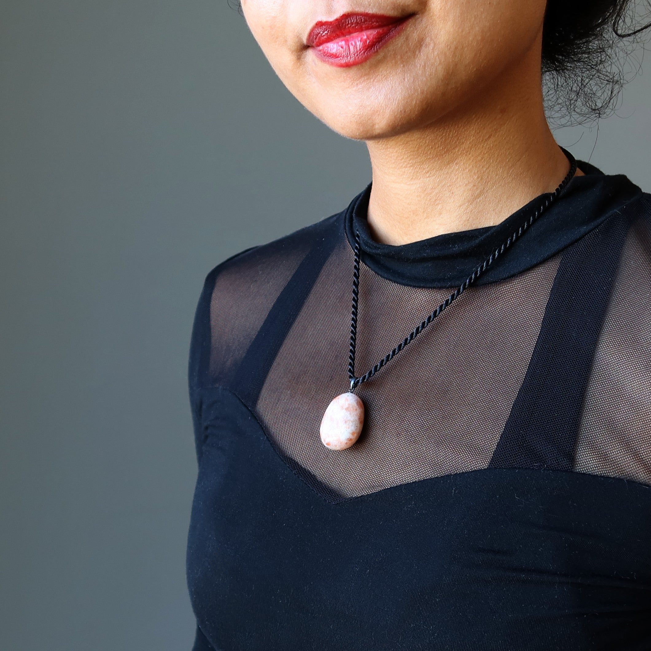 Sunstone Necklace Sun Spark Chunky Red Stone