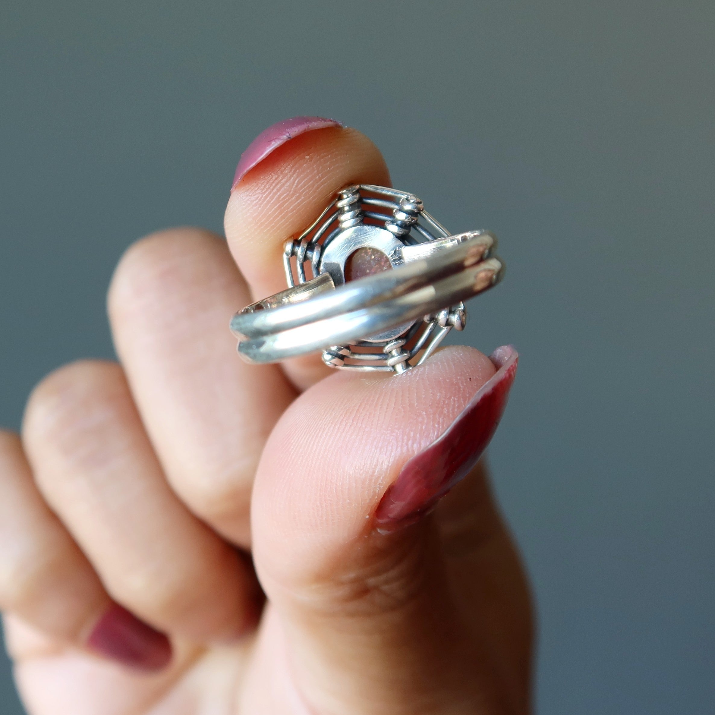 Sunstone Ring Infinite Dreamcatcher Orange Oval Sterling Silver