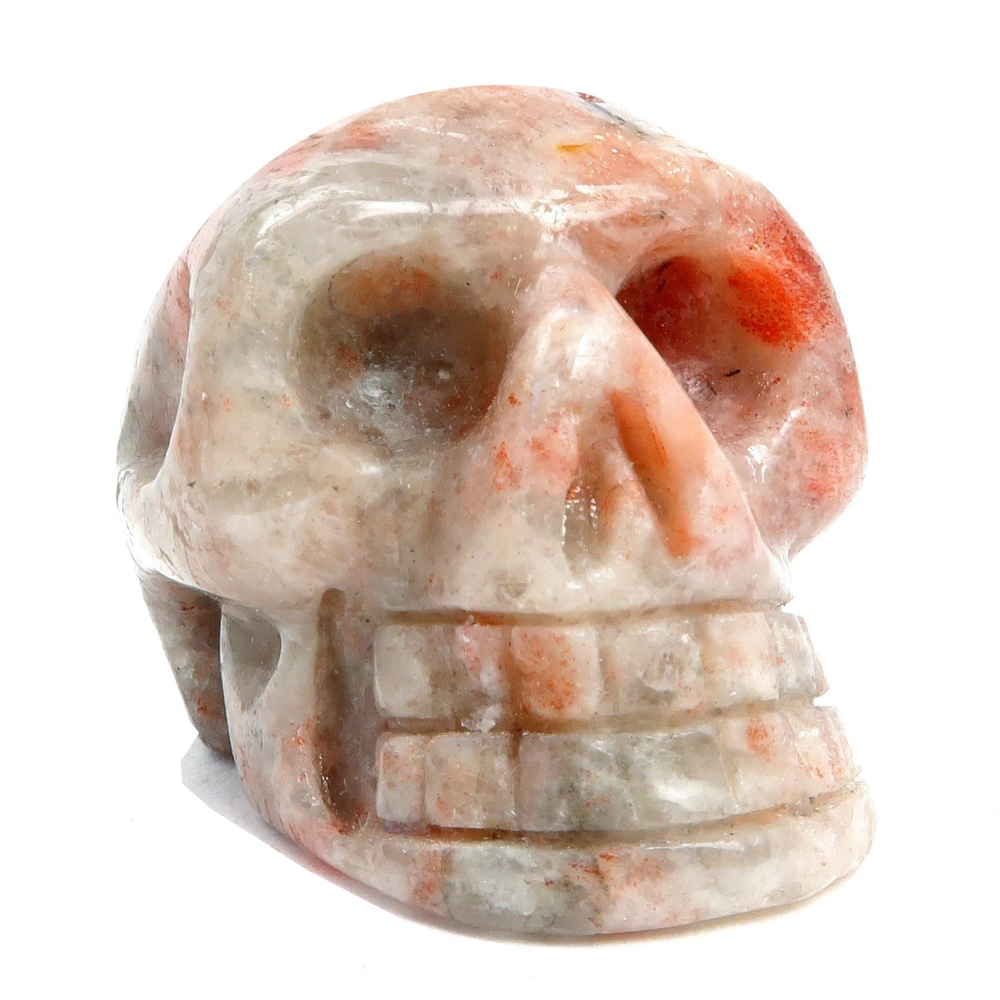 Sunstone Skull Happy Orange Funny Bone Stone Crystal Statue