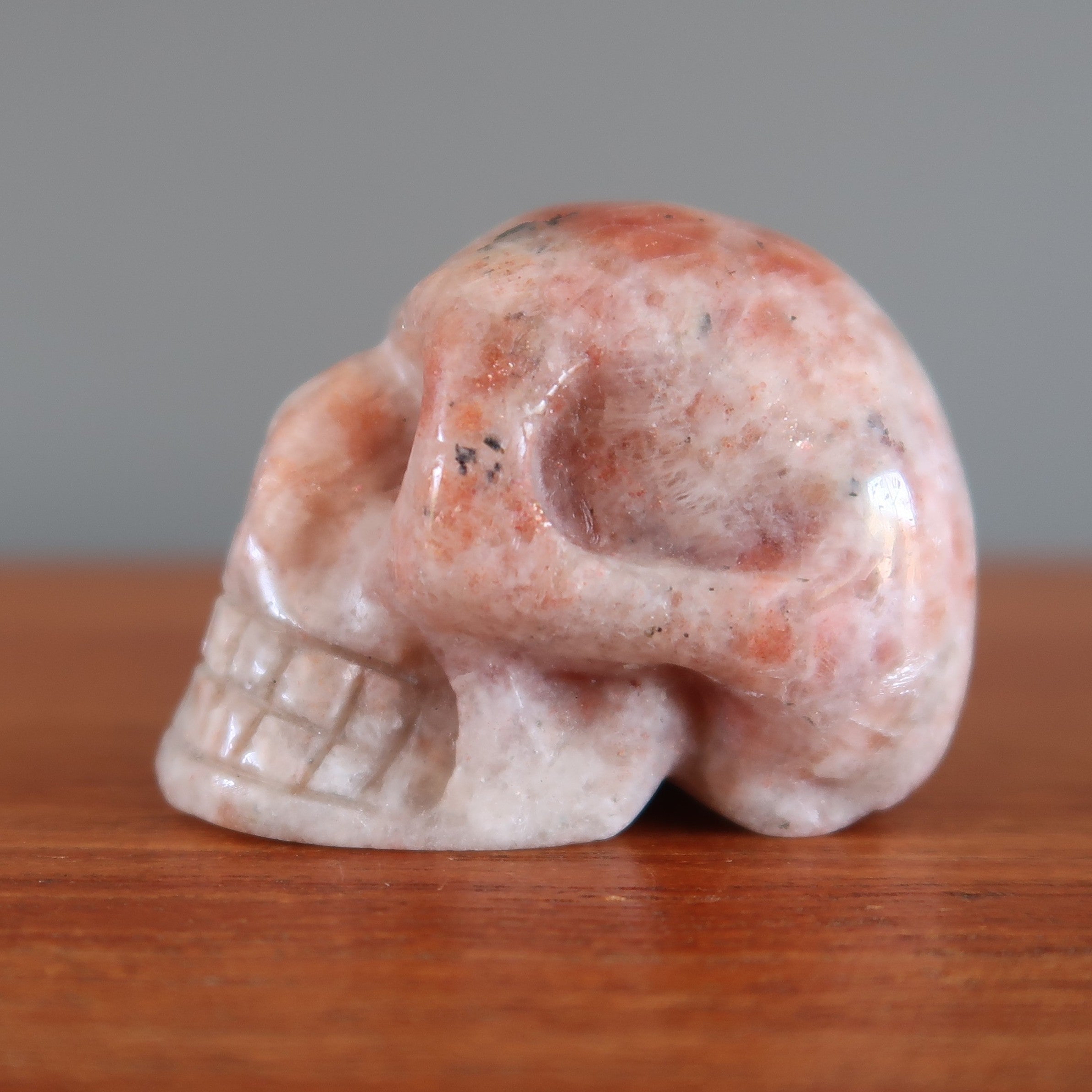 Sunstone Skull Happy Orange Funny Bone Stone Crystal Statue