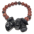 Armband aus Mahagoni-Obsidian und schwarzen Tektit-Meteoritenperlen