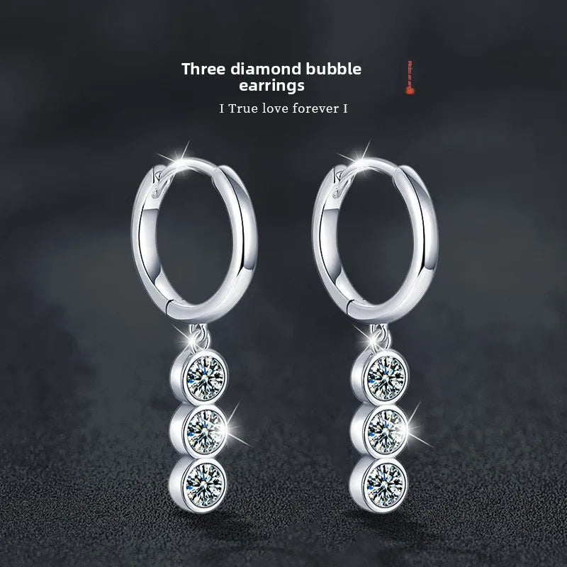 Boucles d'oreilles pendantes à pampilles en moissanite en argent sterling S925 pour femmes