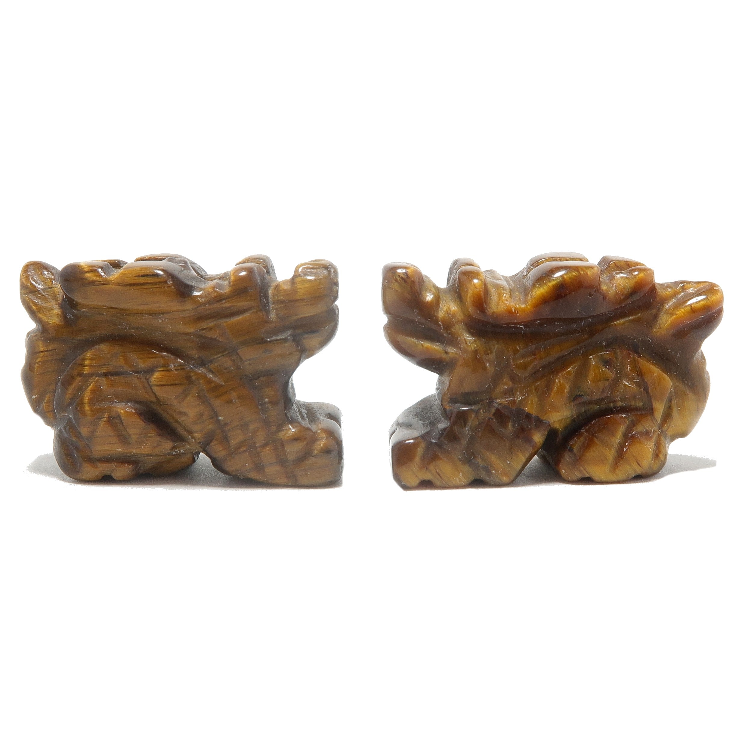 Paire de dragons œil de tigre, 2,5 cm, animaux miniatures de protection