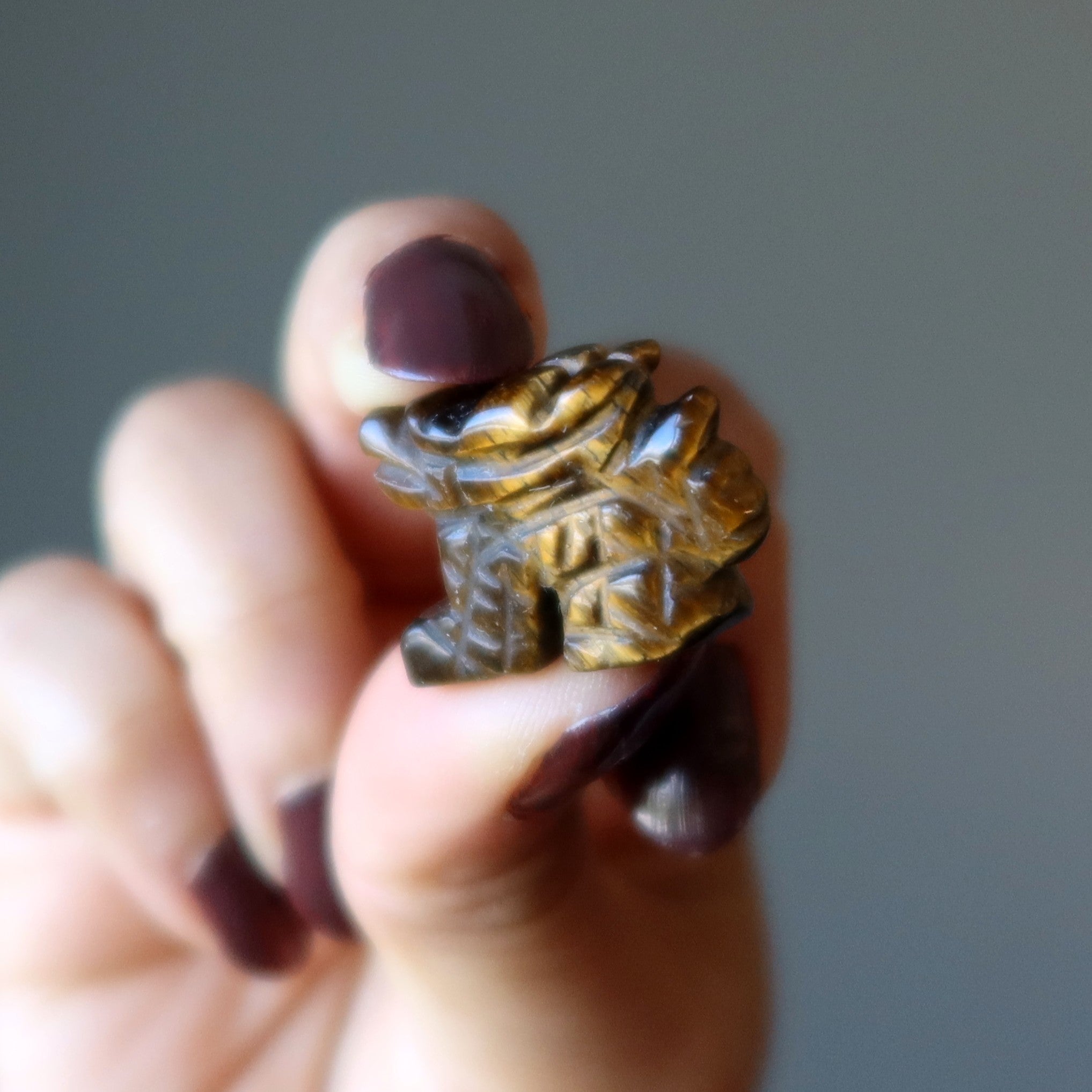 Paire de dragons œil de tigre, 2,5 cm, animaux miniatures de protection
