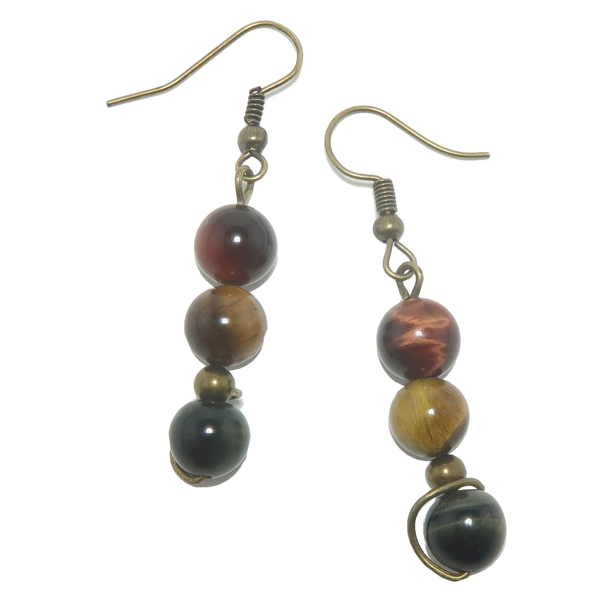 Tigers Eye Earrings Keen Red Brown Hawks Gemstones