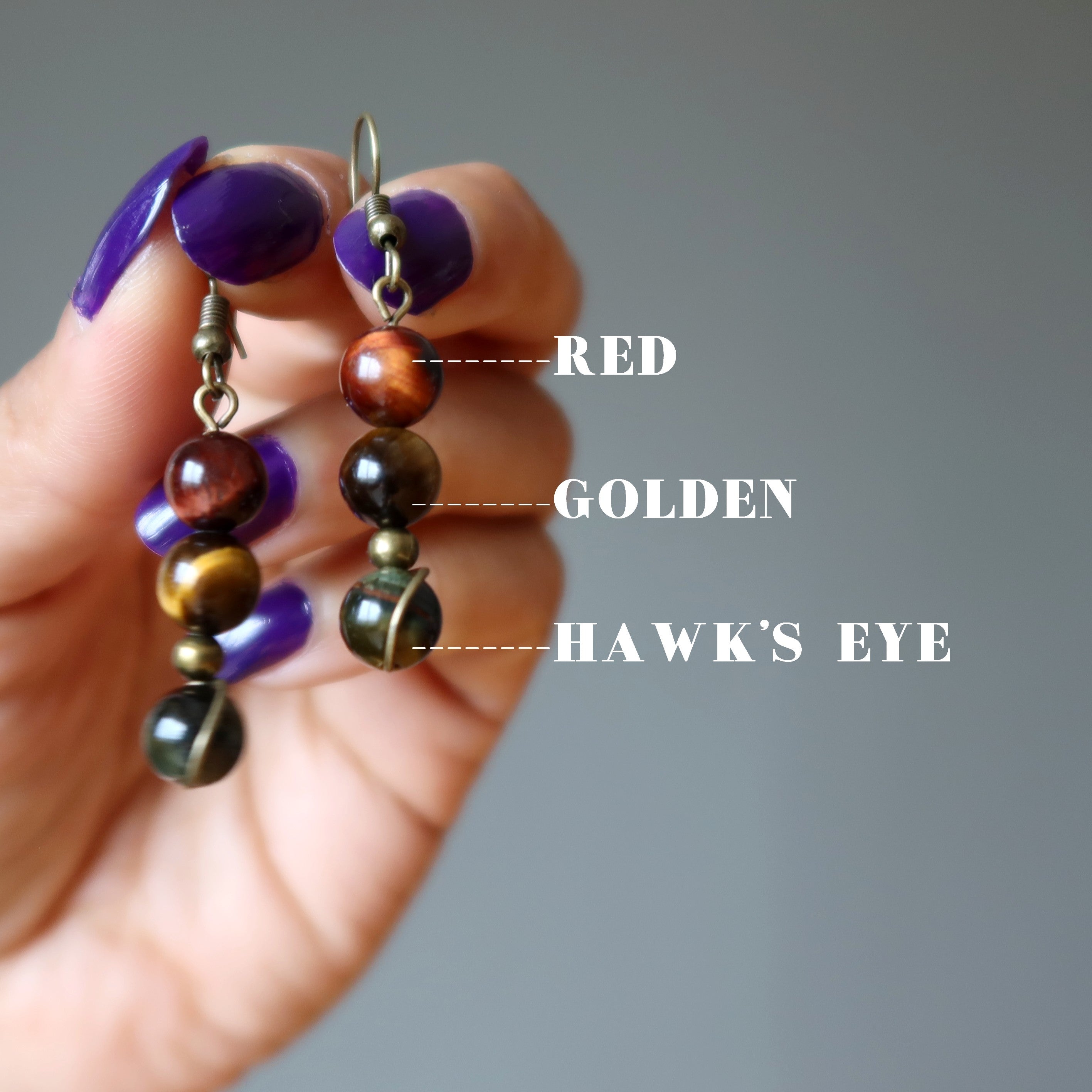 Tigers Eye Earrings Keen Red Brown Hawks Gemstones