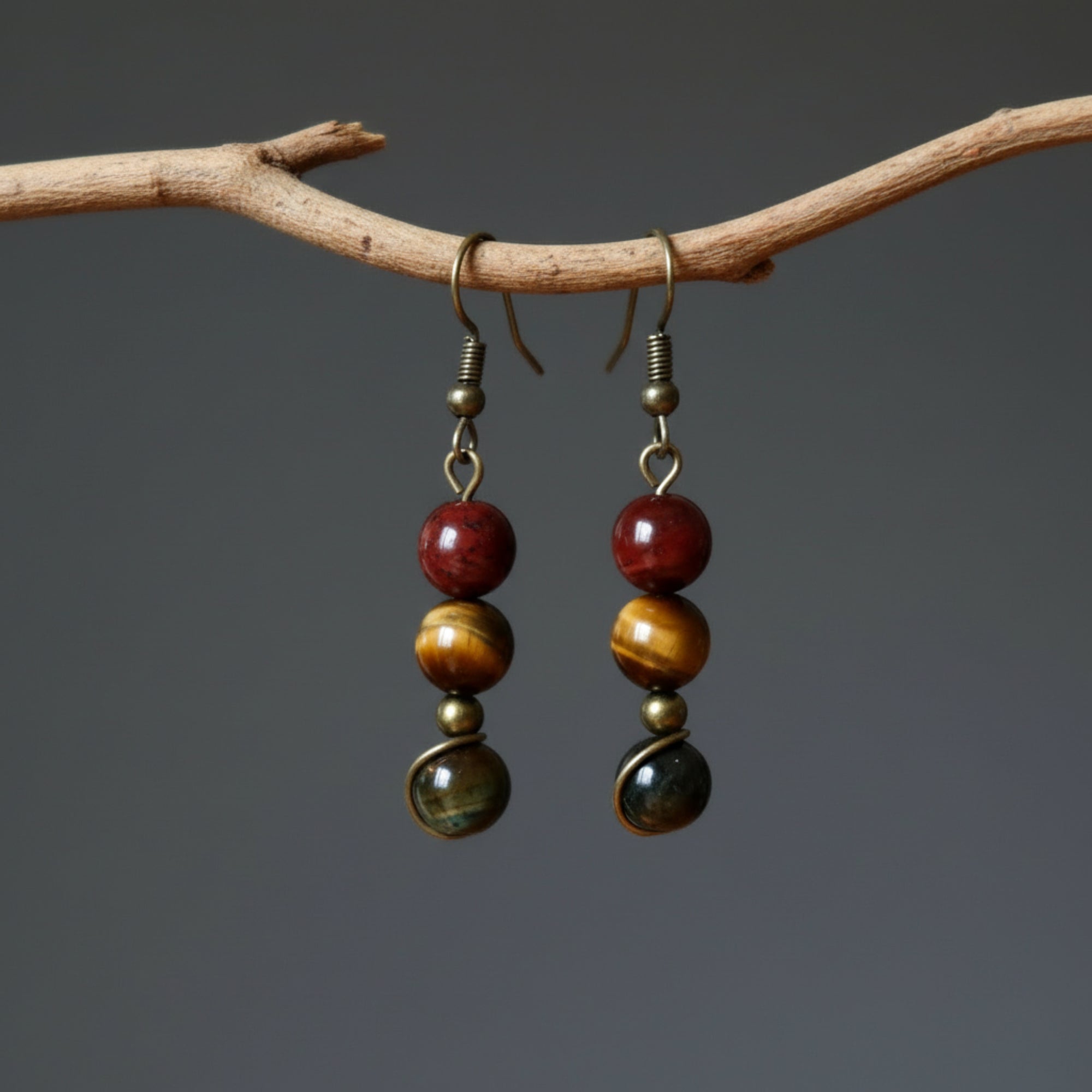 Tigers Eye Earrings Keen Red Brown Hawks Gemstones