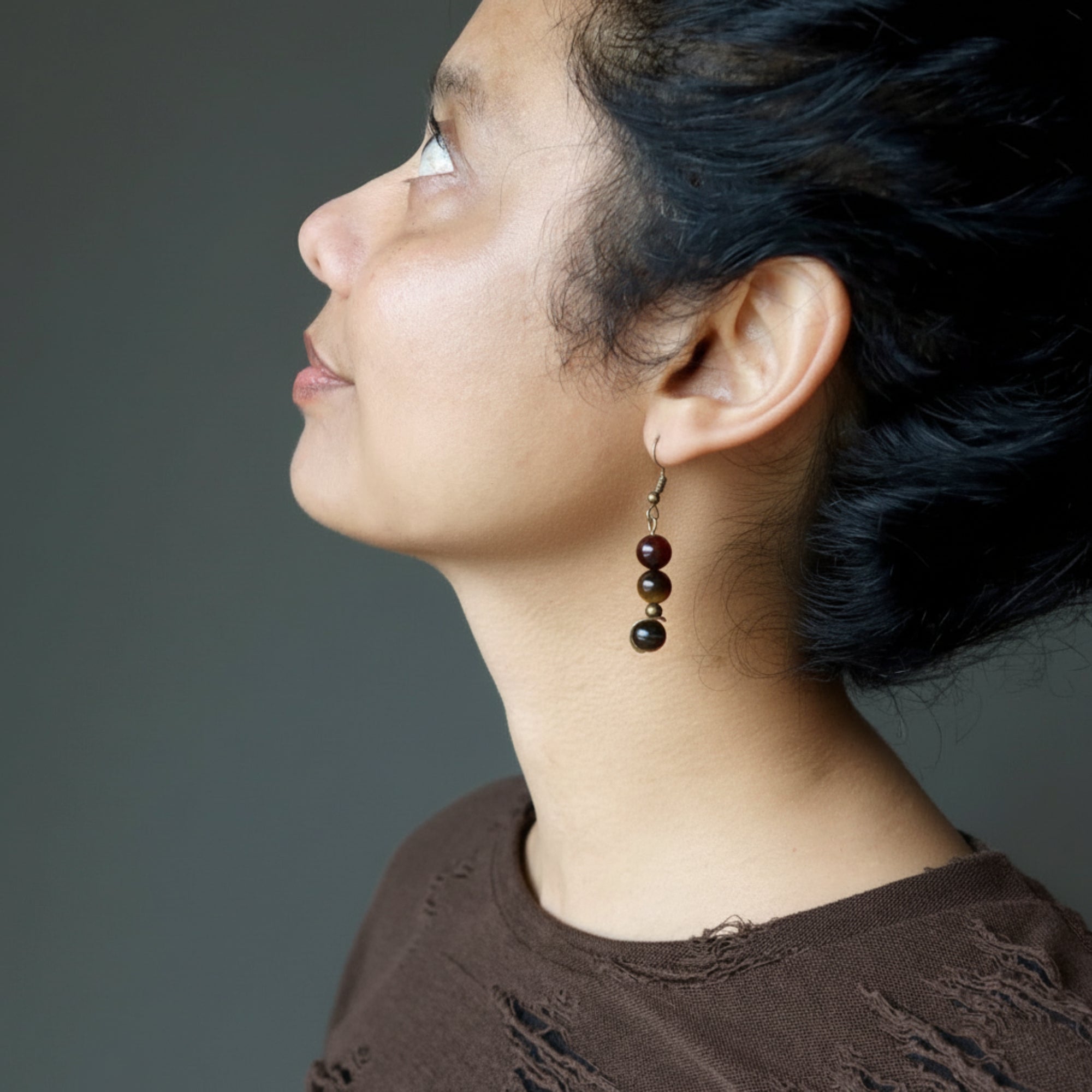Tigers Eye Earrings Keen Red Brown Hawks Gemstones