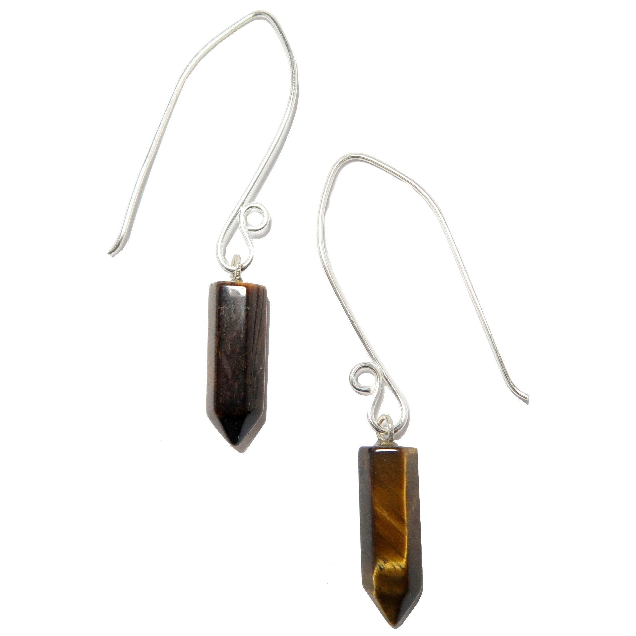 Tigers Eye Earrings Point Me to Success Fine Hill Tribe Silver