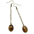 Boucles d'oreilles Œil de Tigre Pierres d'âme du Vieux Monde sur chaîne