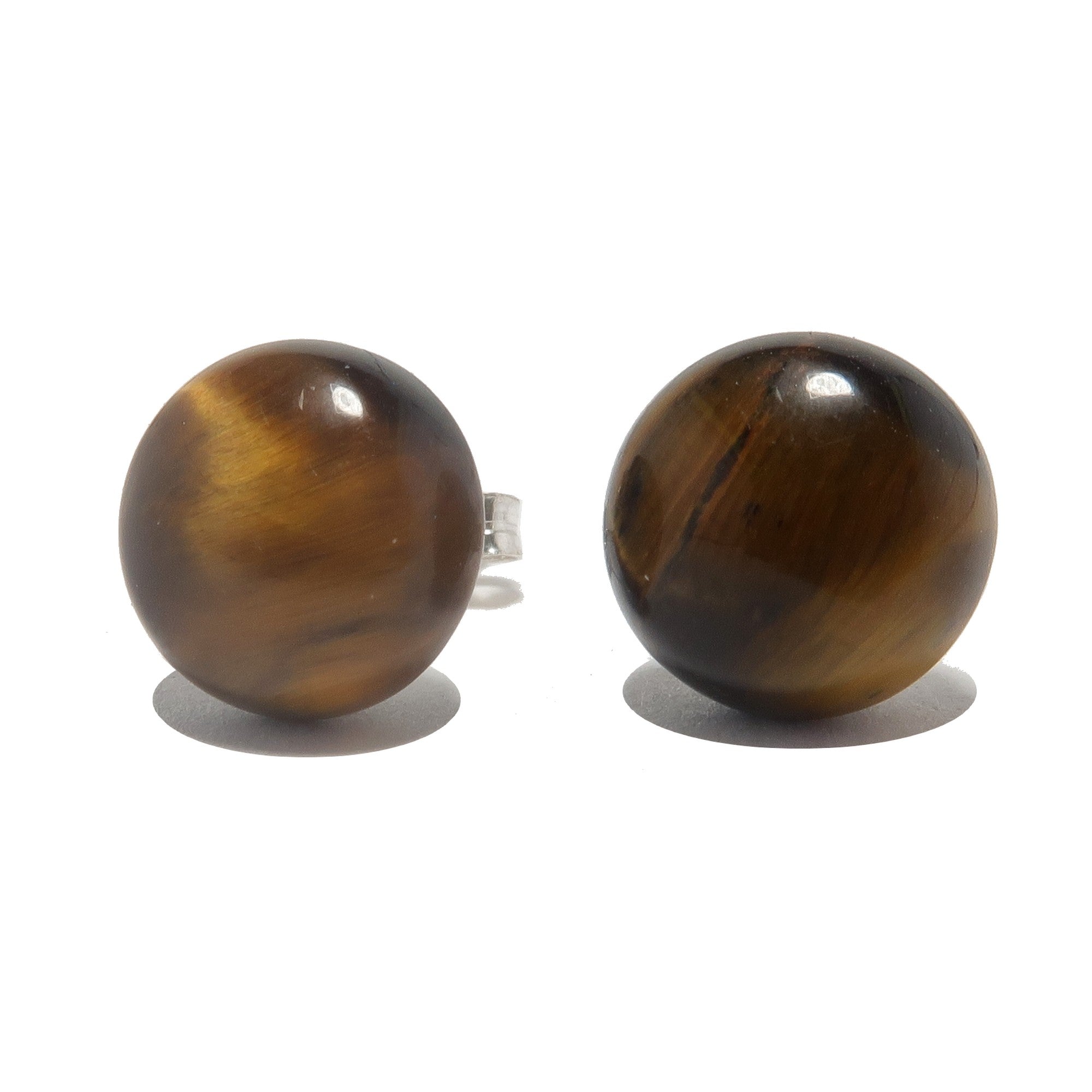 Tigerauge Ohrringe „Golden Spotlight“ Stecker Sterling Silber