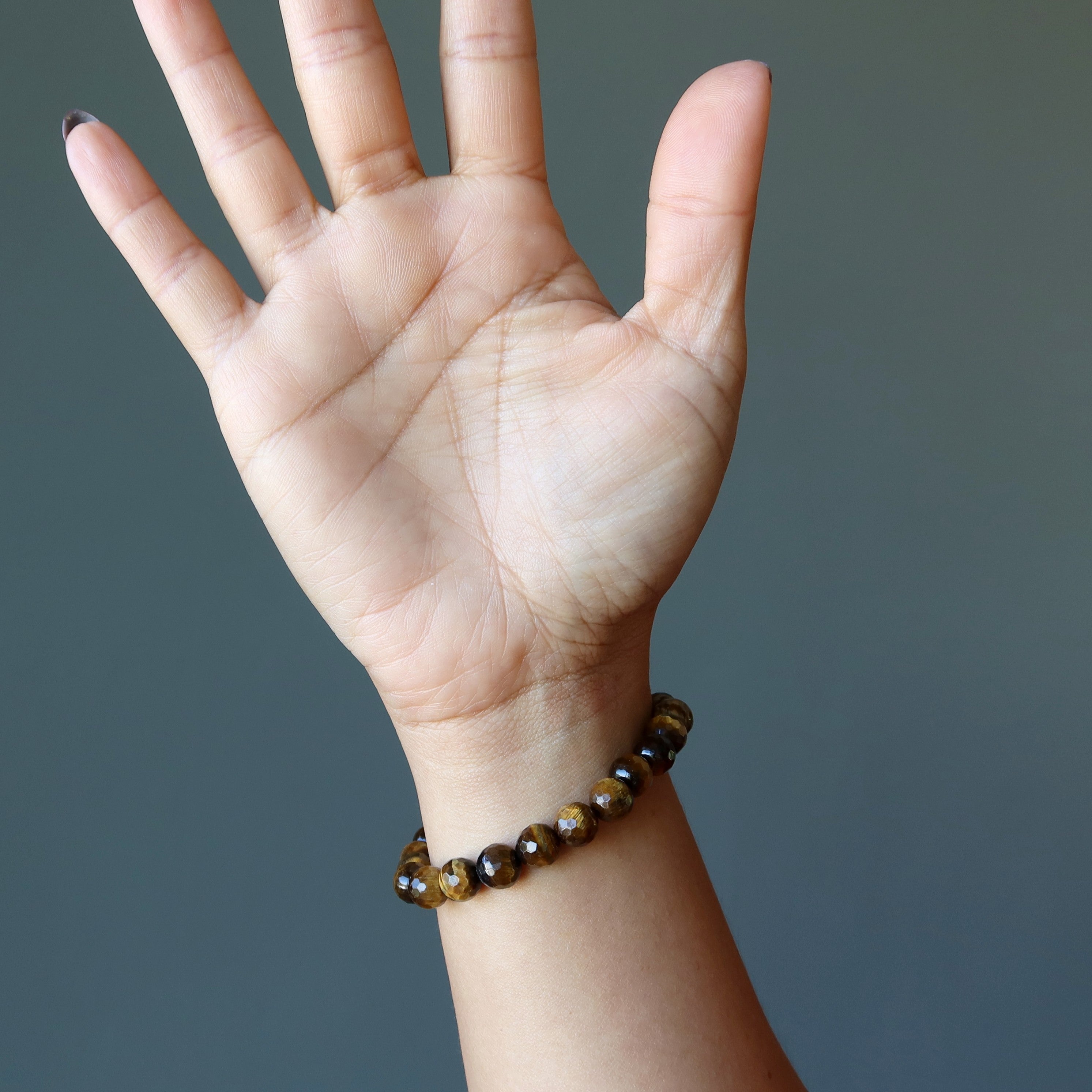 Bracelet Œil de Tigre Tigresse Dorée Facetté