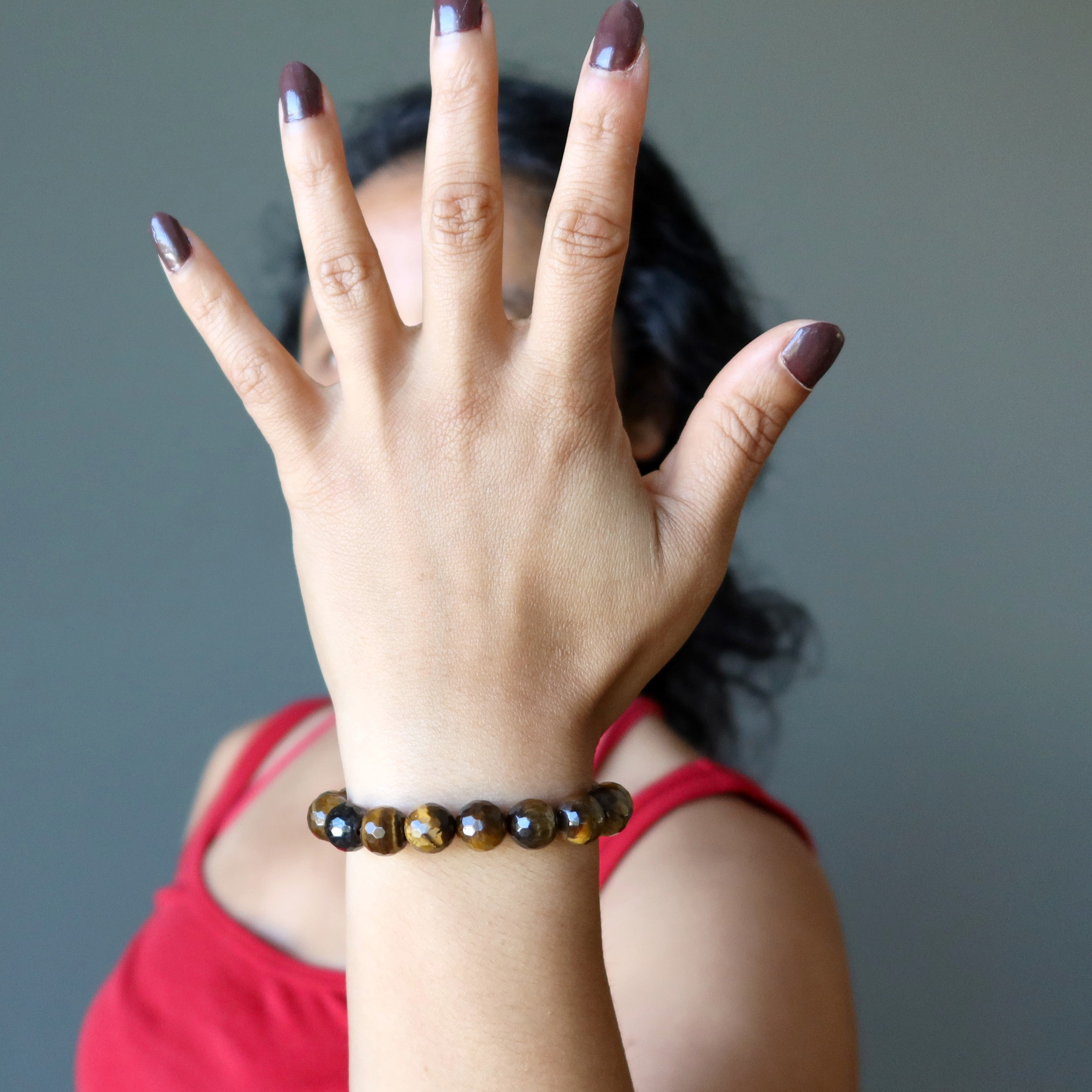 Bracelet Œil de Tigre Tigresse Dorée Facetté