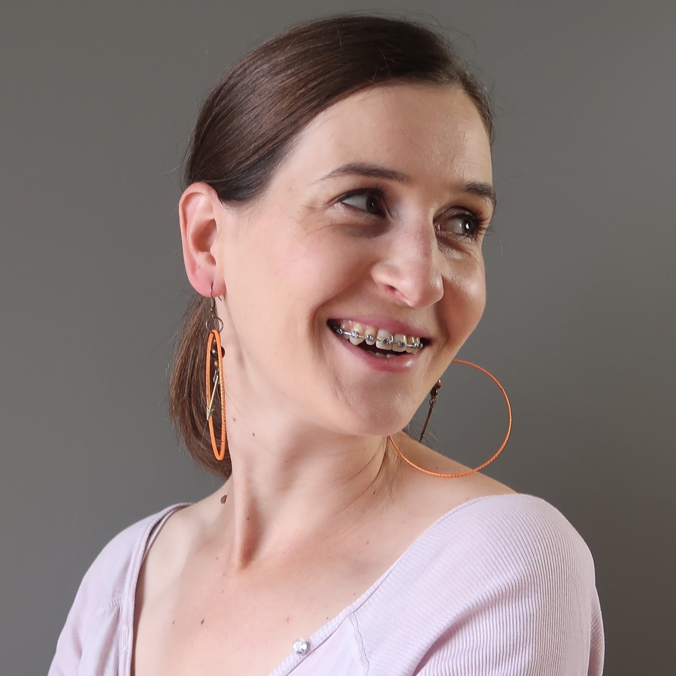 Tigers Eye Earrings Orange Hoops Archery Aim High