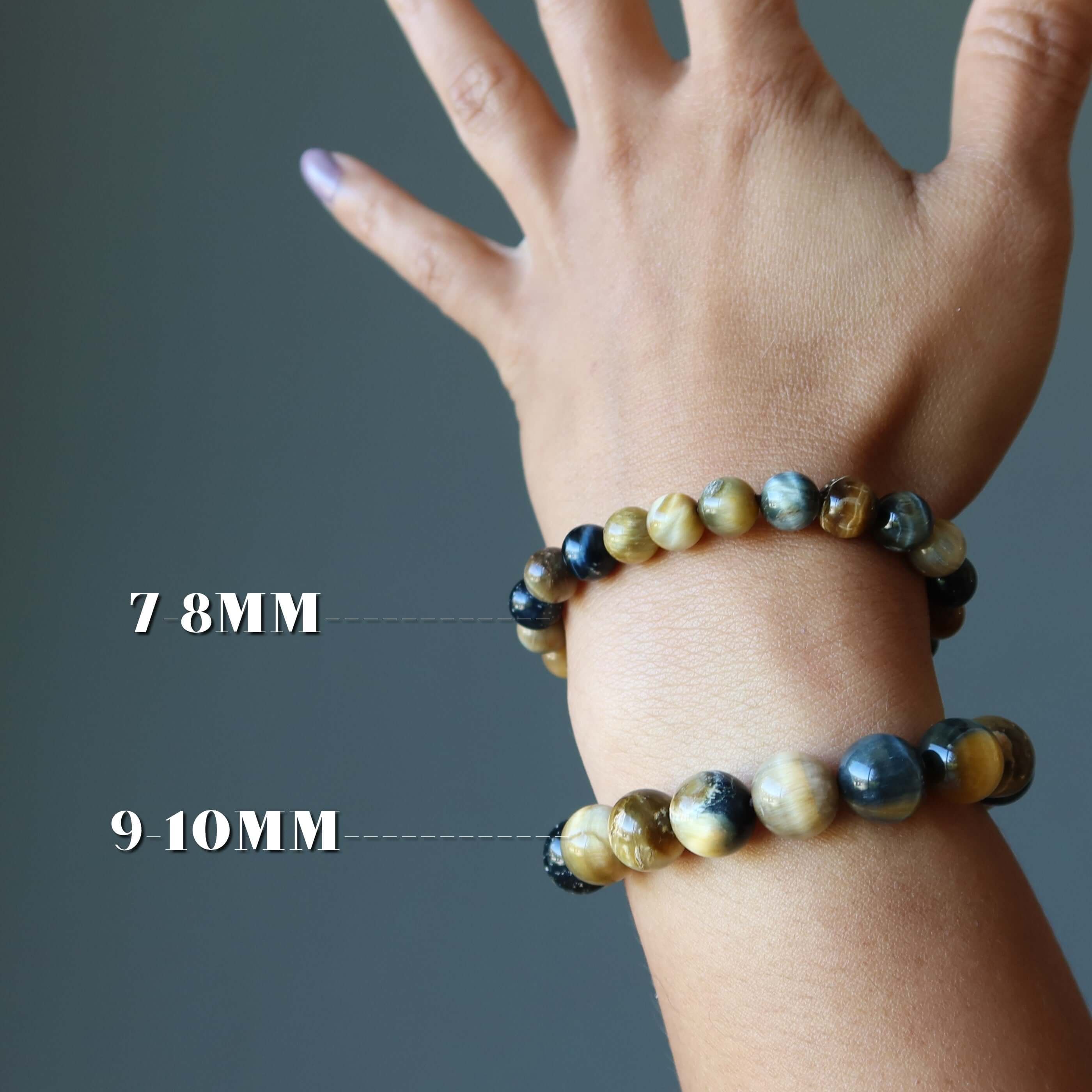Tigers Eye Bracelet Honey Brown Blue Hawks Stone