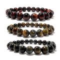 Tigerauge Armband-Set Falken Braun Rot Tapferkeitssteine