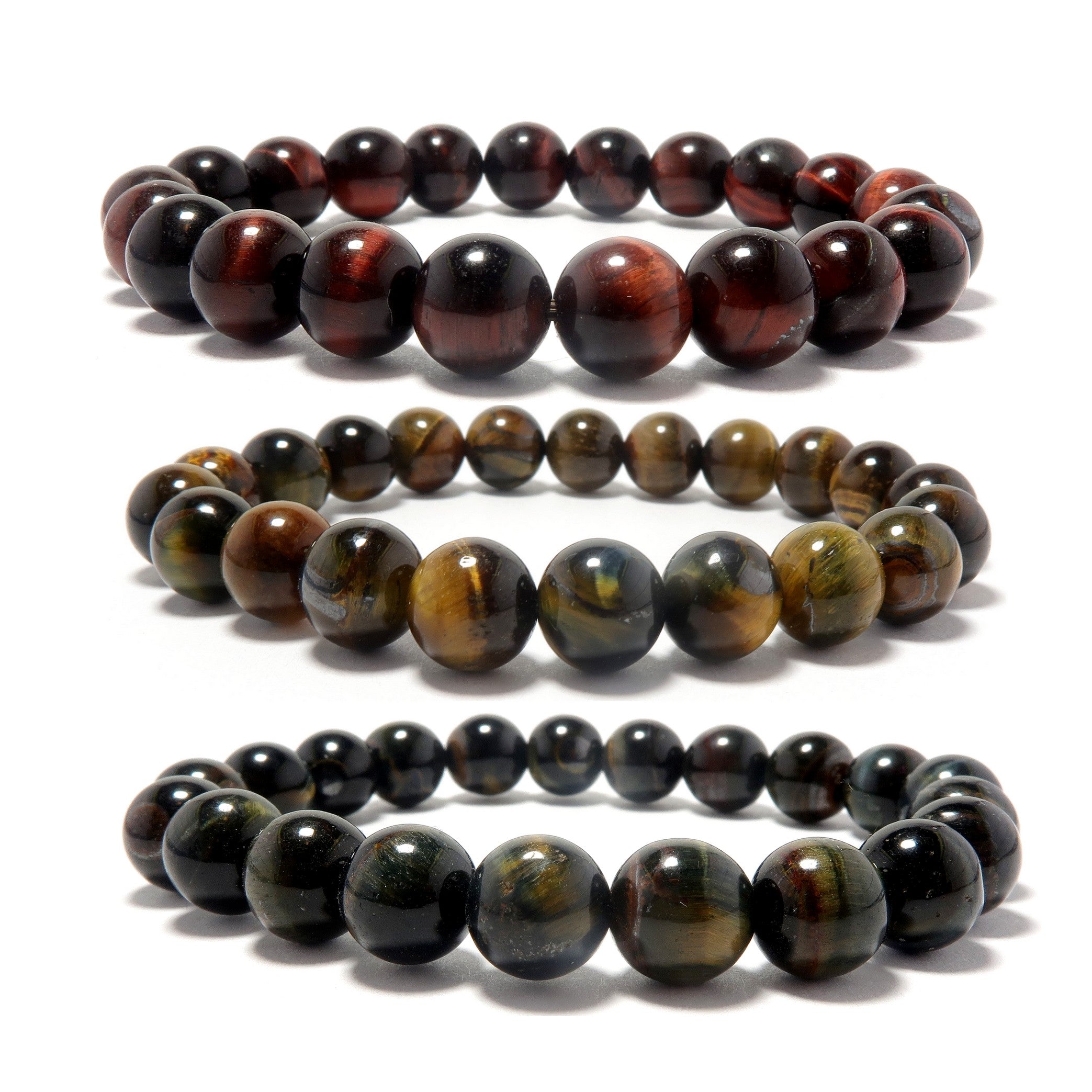 Tigerauge Armband-Set Falken Braun Rot Tapferkeitssteine