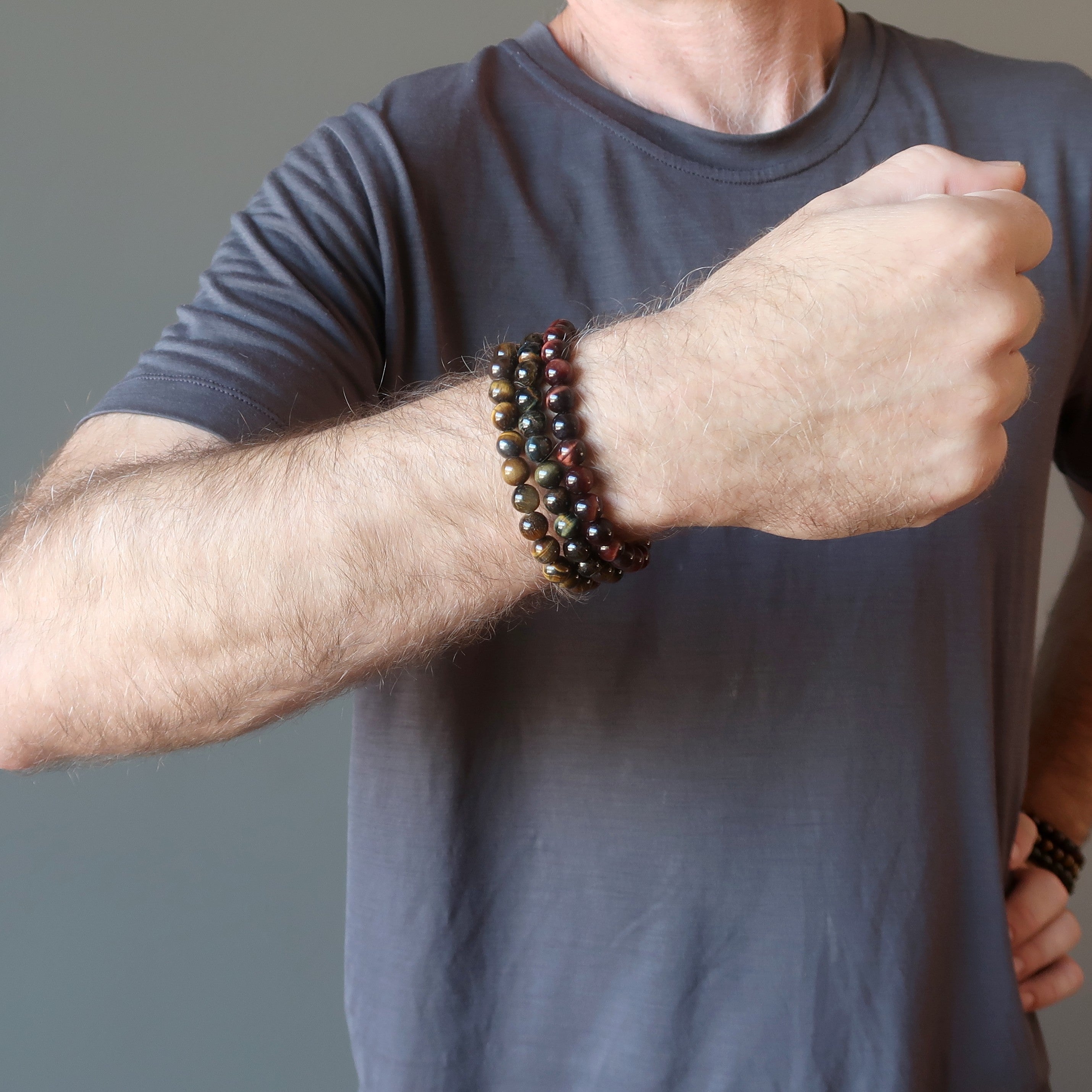 Tigerauge Armband-Set Falken Braun Rot Tapferkeitssteine
