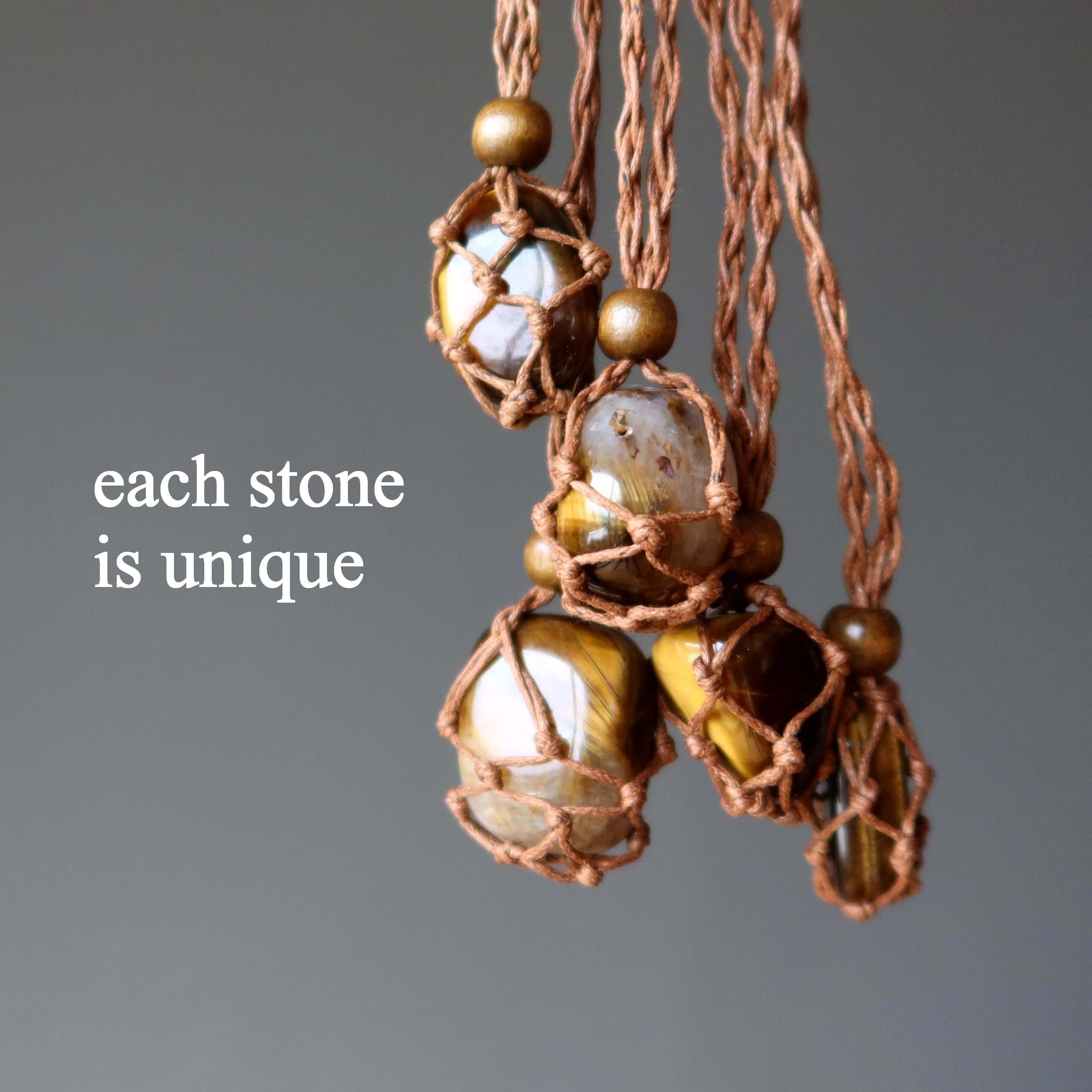 Tigers Eye Necklace Golden Guardian Macrame
