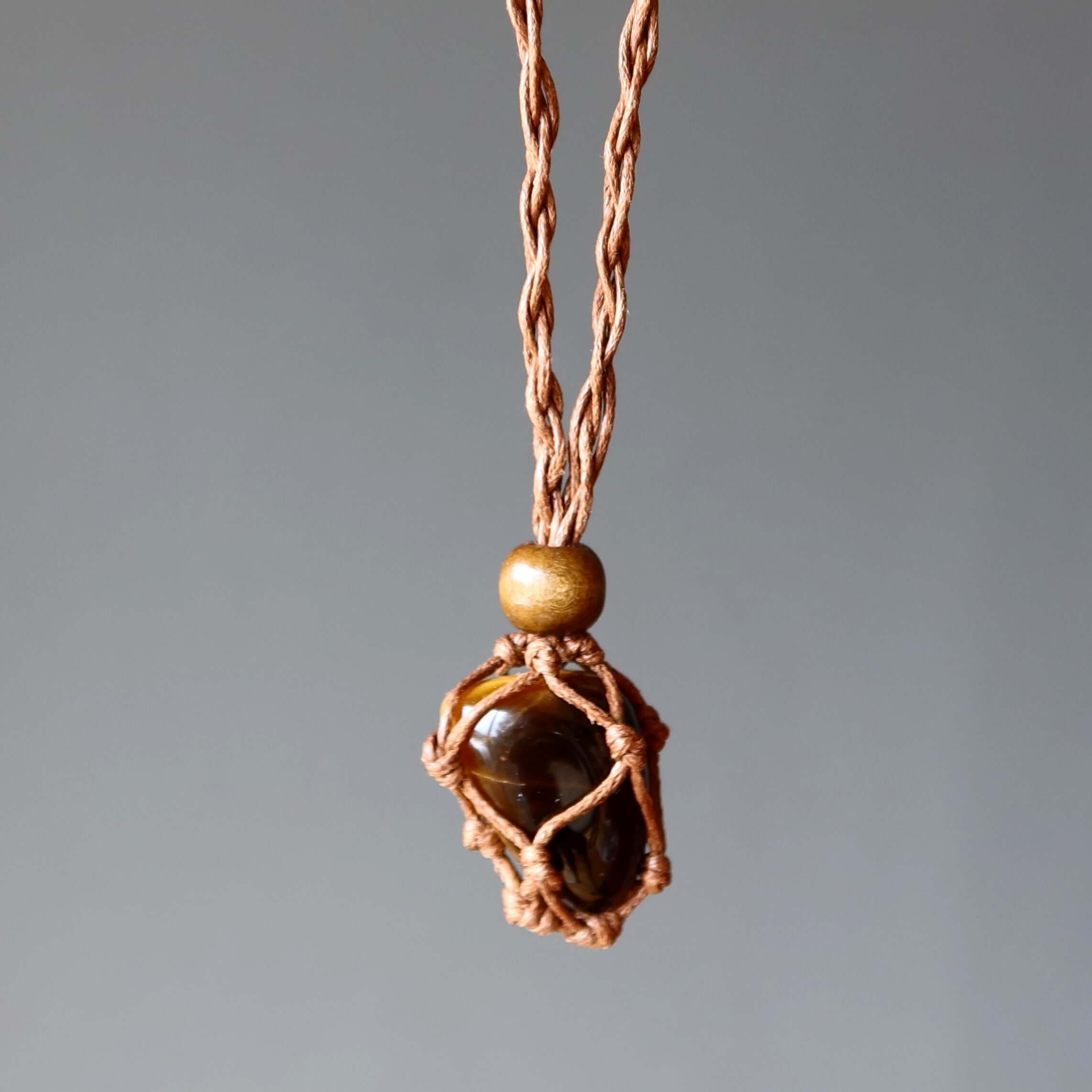 Tigers Eye Necklace Golden Guardian Macrame