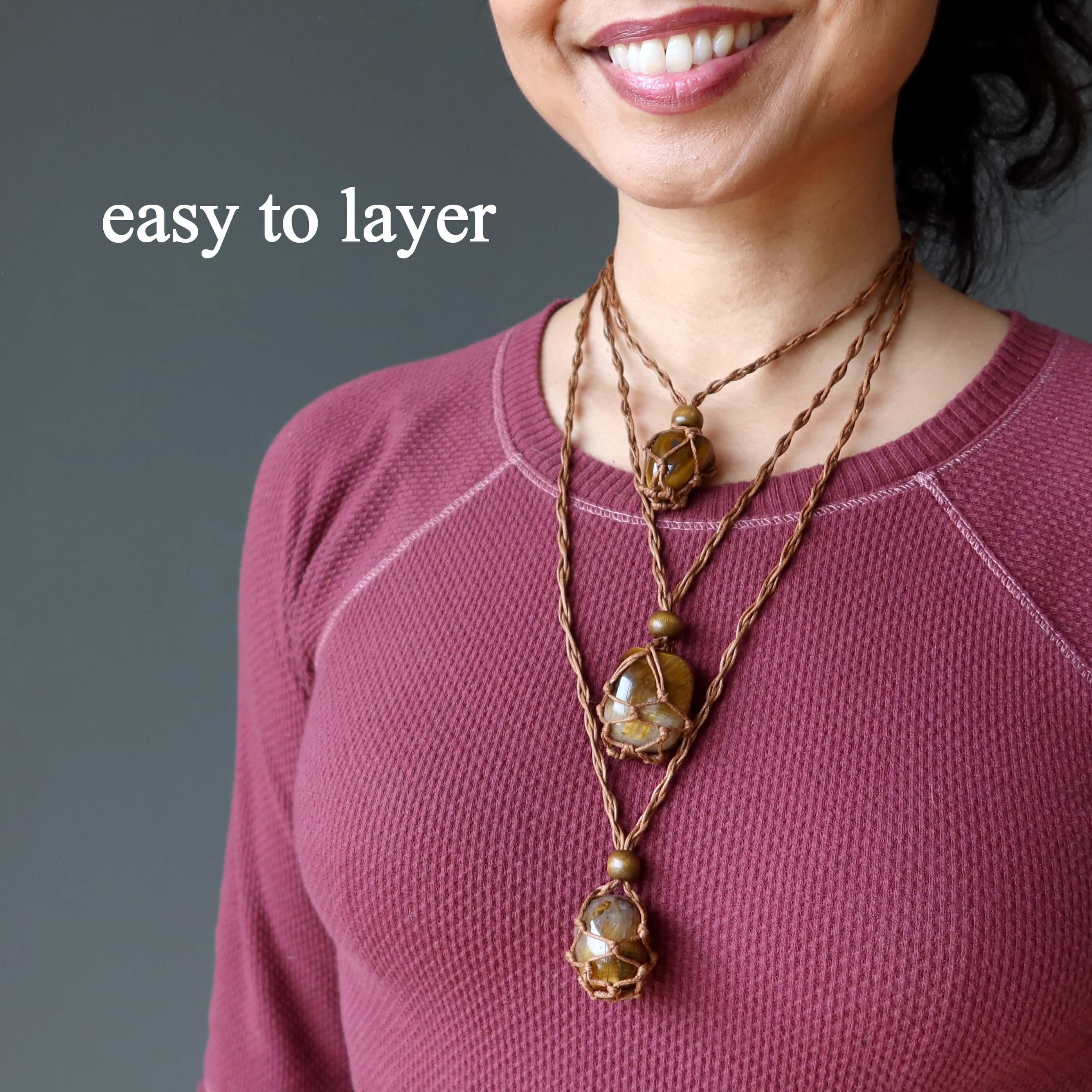 Tigers Eye Necklace Golden Guardian Macrame