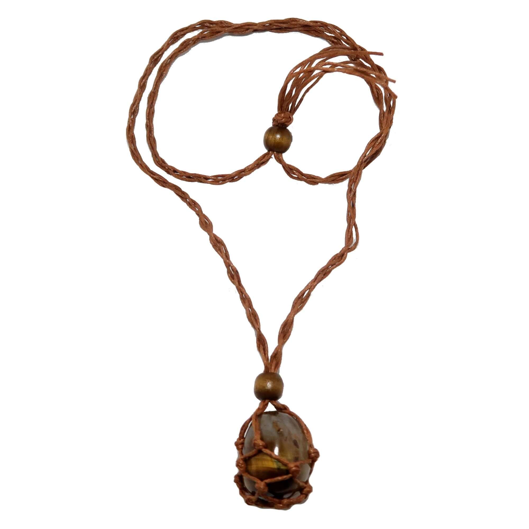 Tigers Eye Necklace Golden Guardian Macrame