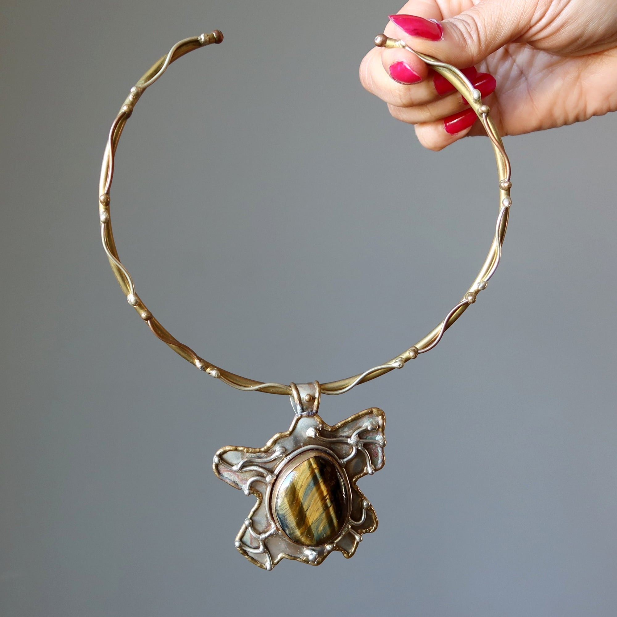 Tigers Eye Necklace Roaring Golden Goddess Choker