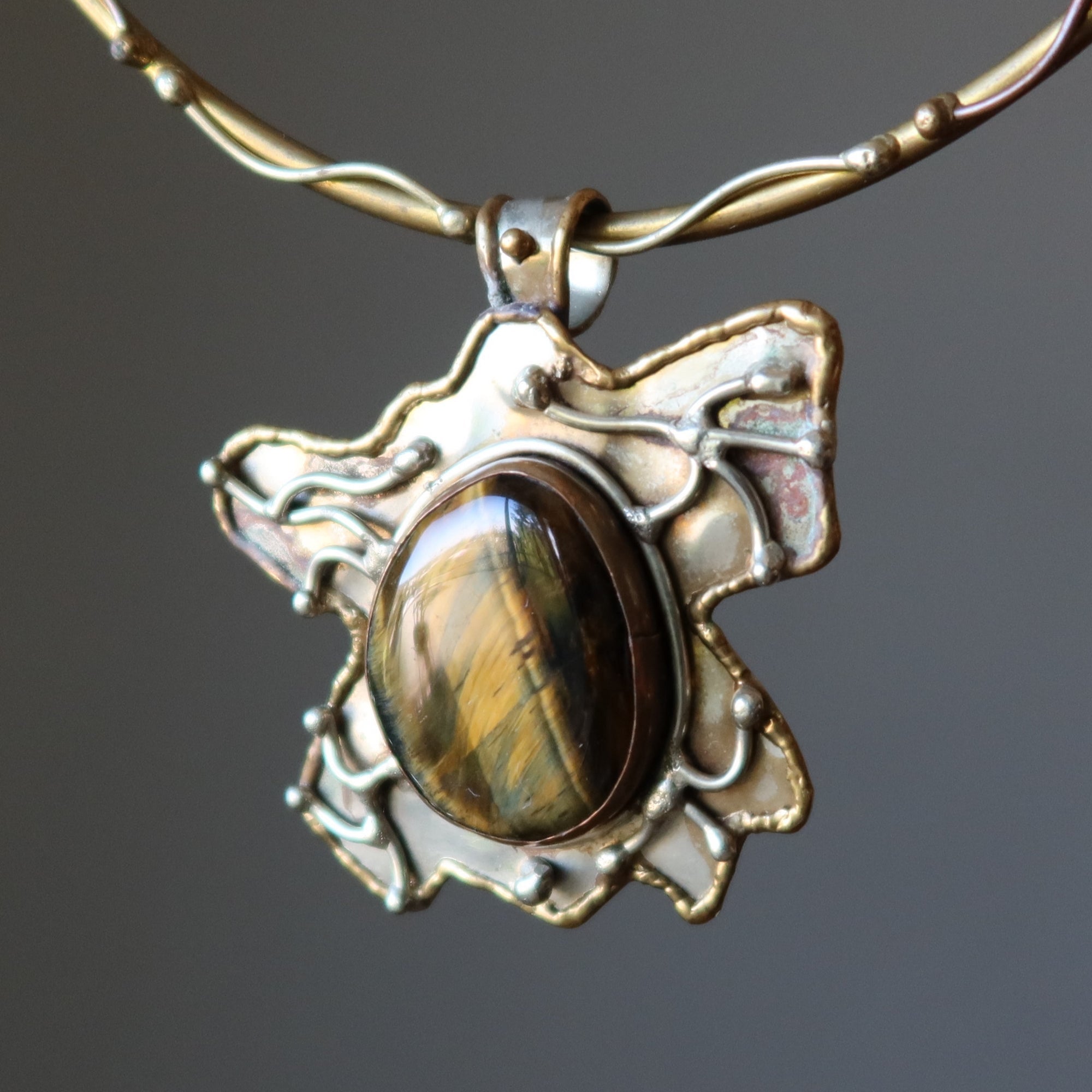 Tigers Eye Necklace Roaring Golden Goddess Choker