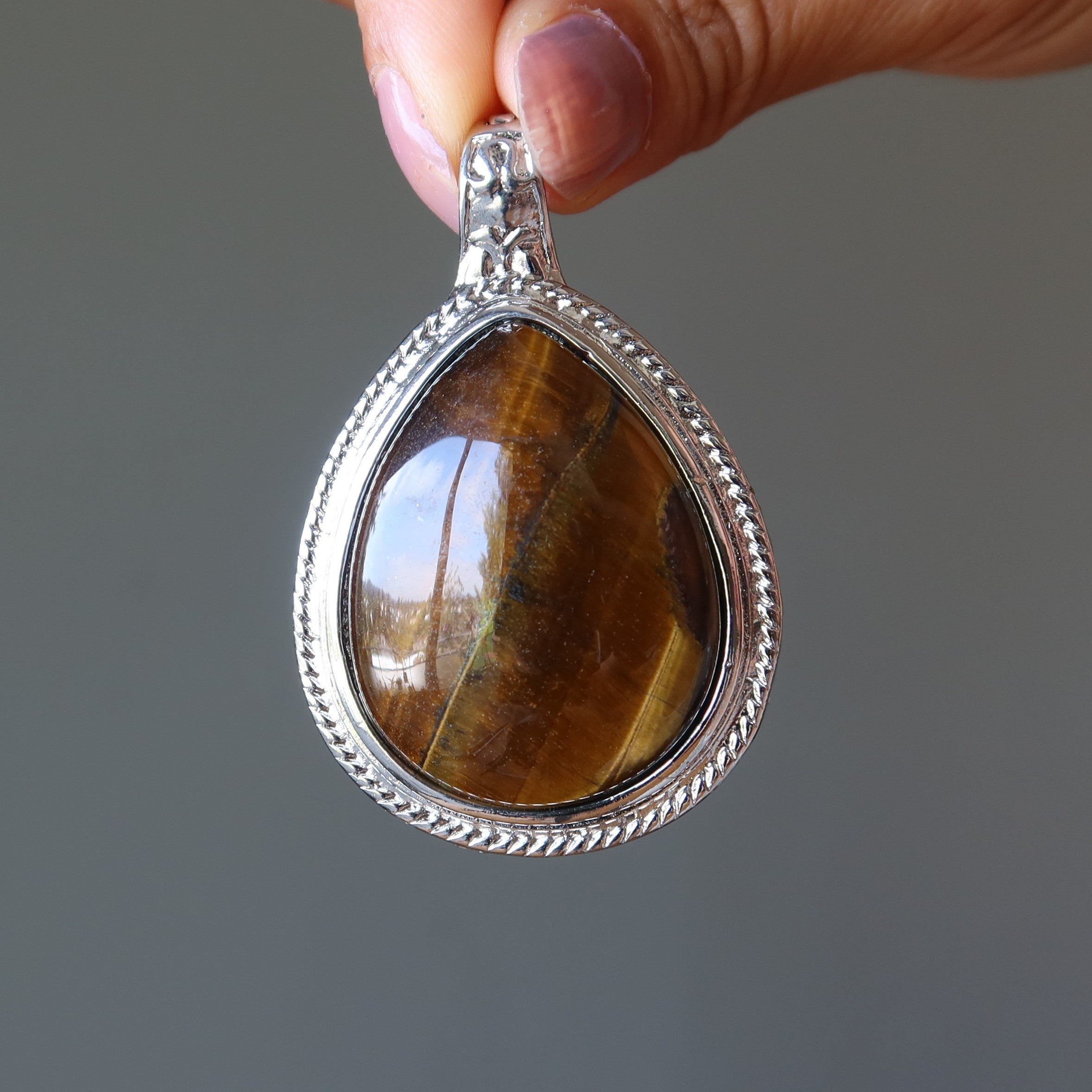 Tigers Eye Pendant Nature Nurture Stone Silver