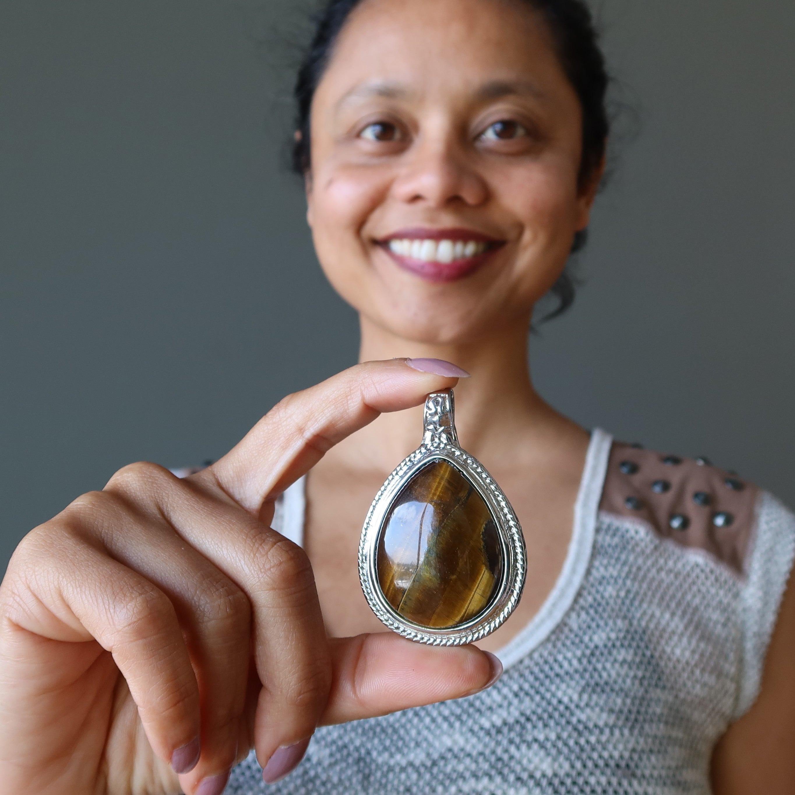 Tigers Eye Pendant Nature Nurture Stone Silver