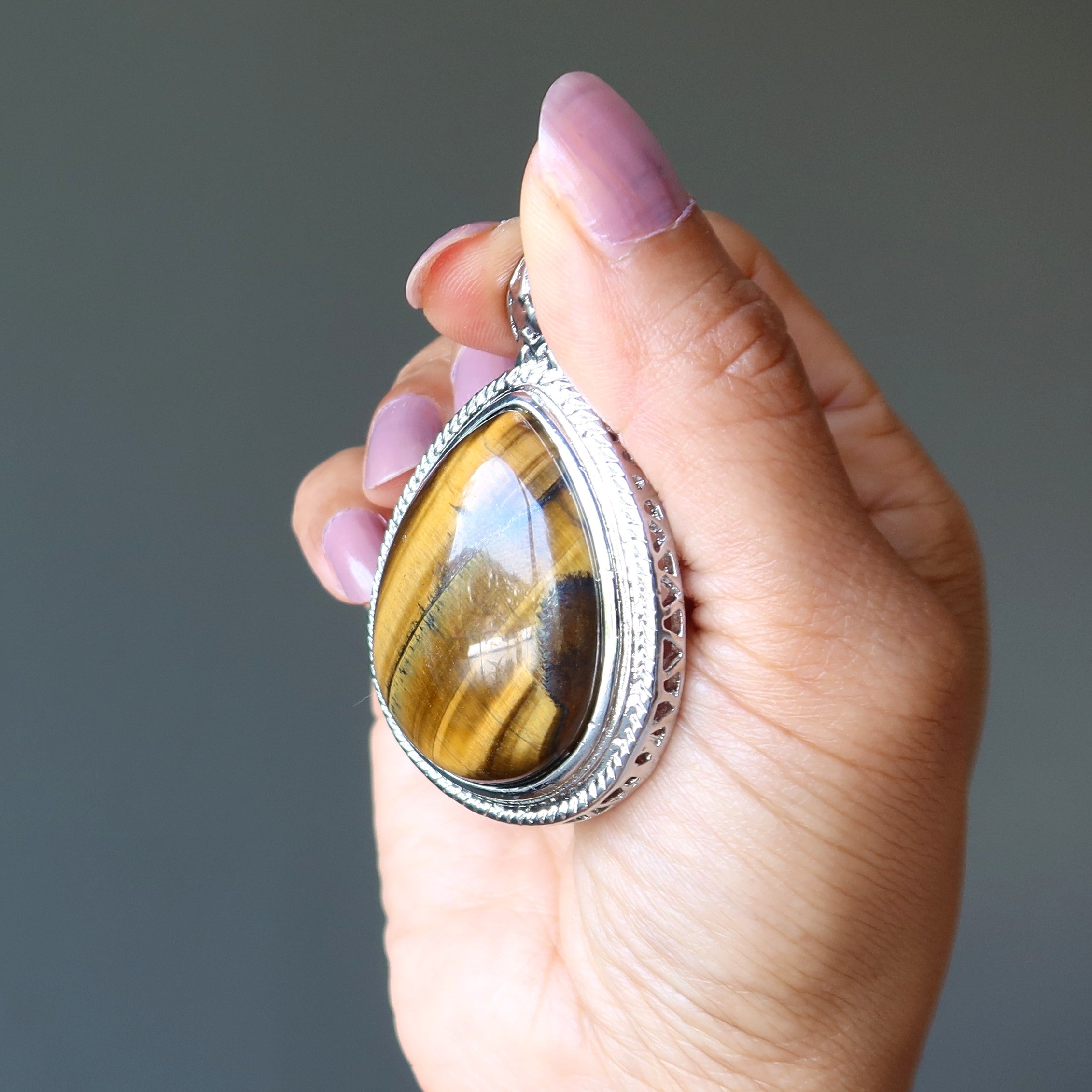 Tigers Eye Pendant Nature Nurture Stone Silver