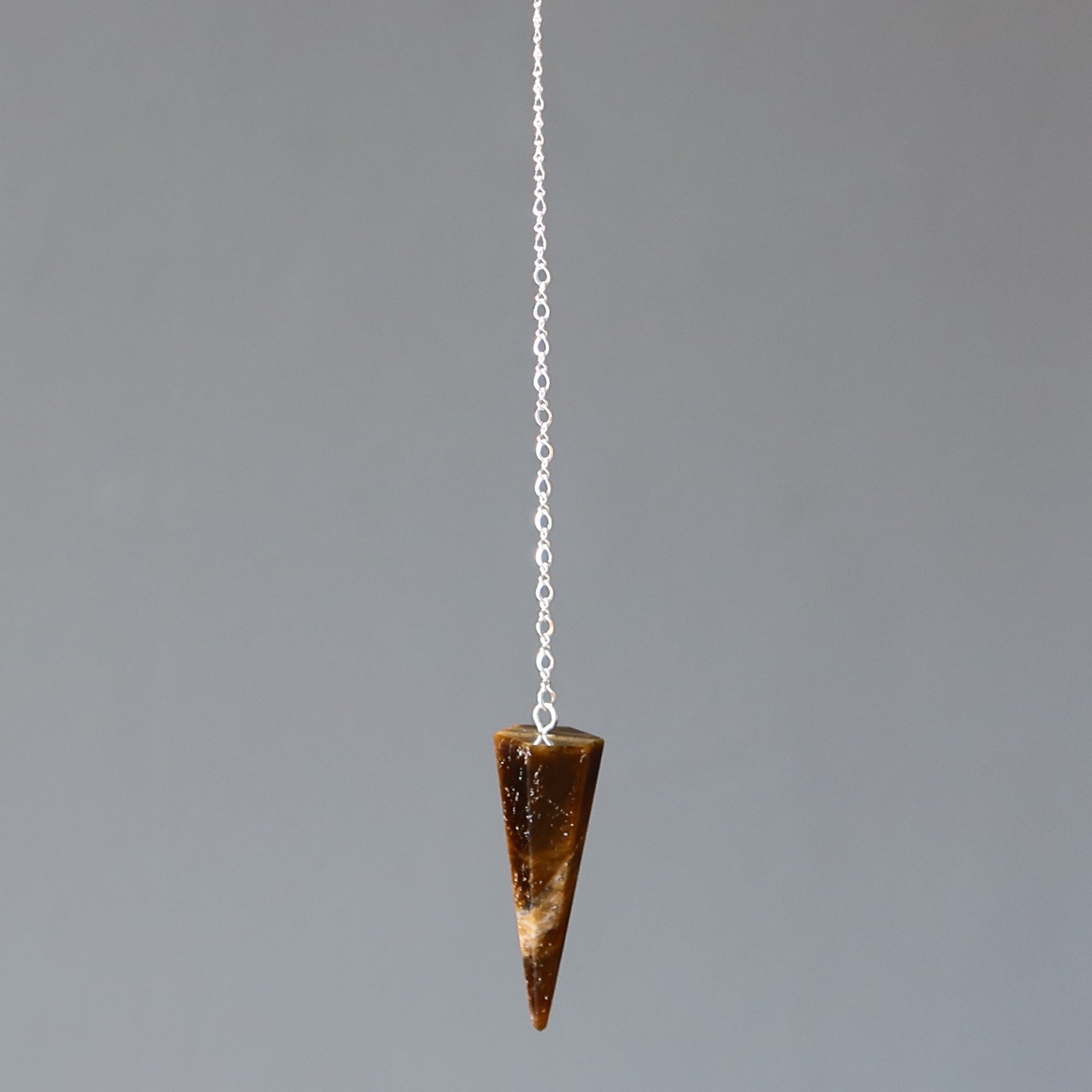 Pendule Radiesthésie Œil de Tigre Argent Sterling
