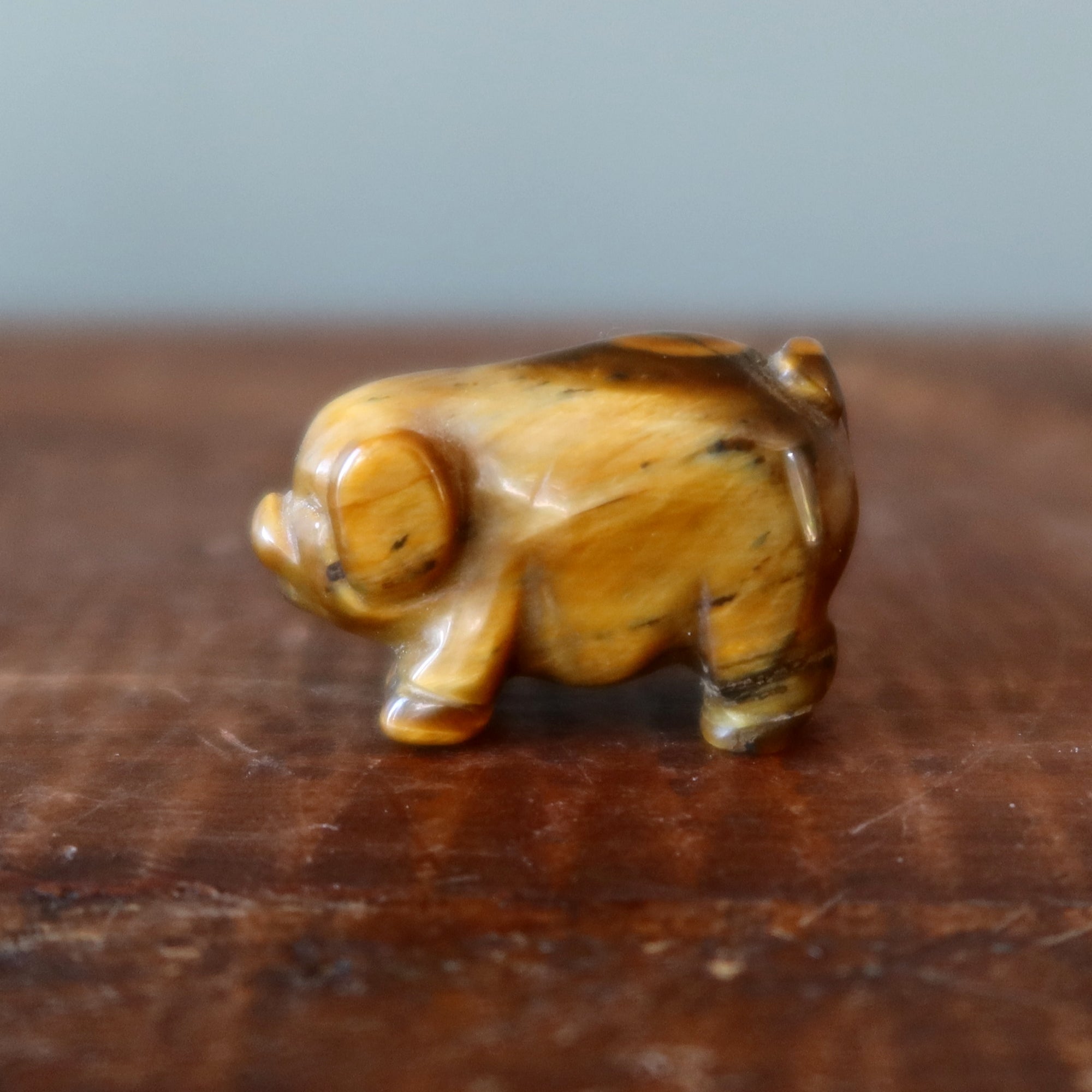 Figurine animalière tigre en œil de cochon en laiton doré