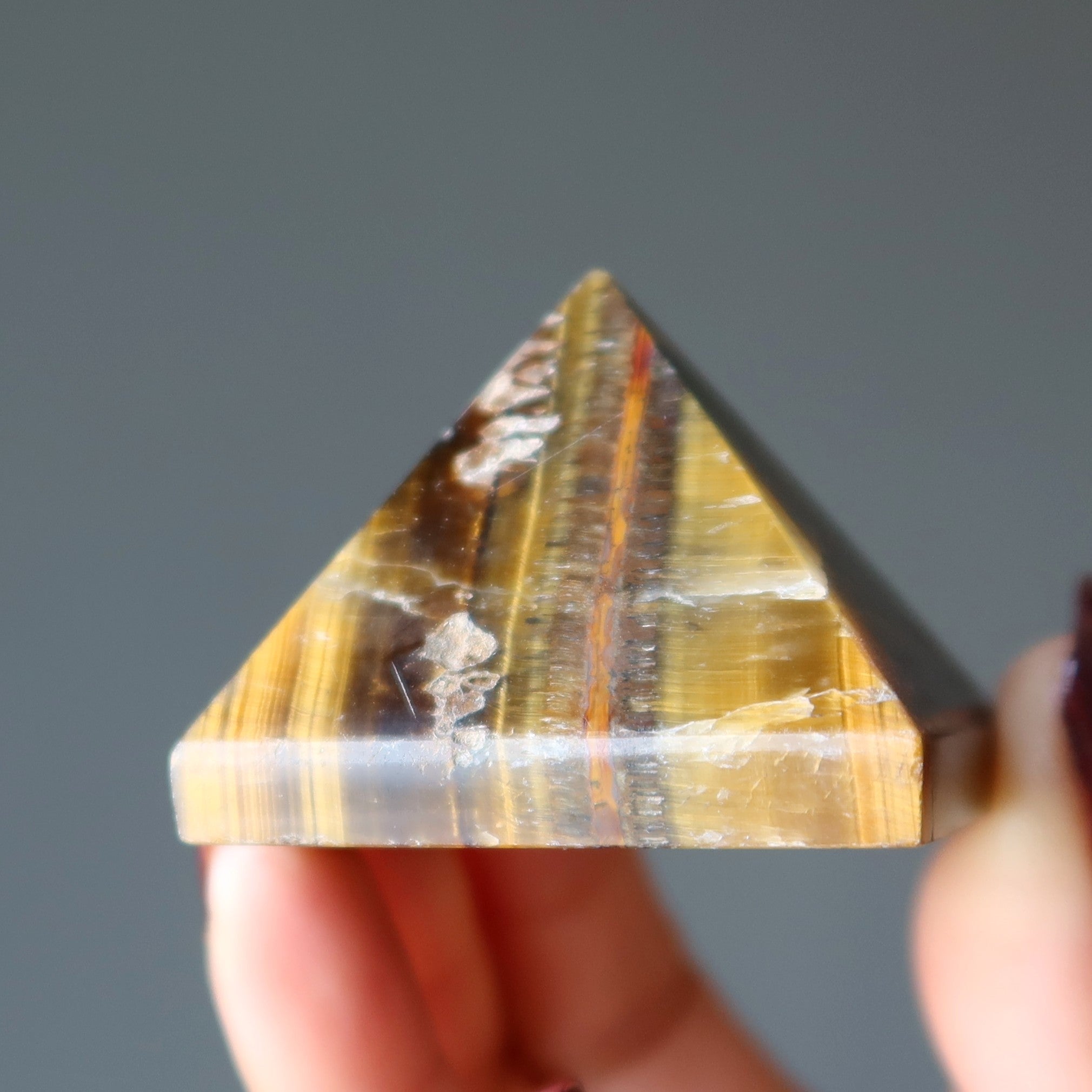 Tigers Eye Pyramid Peak Power Stone Business Success