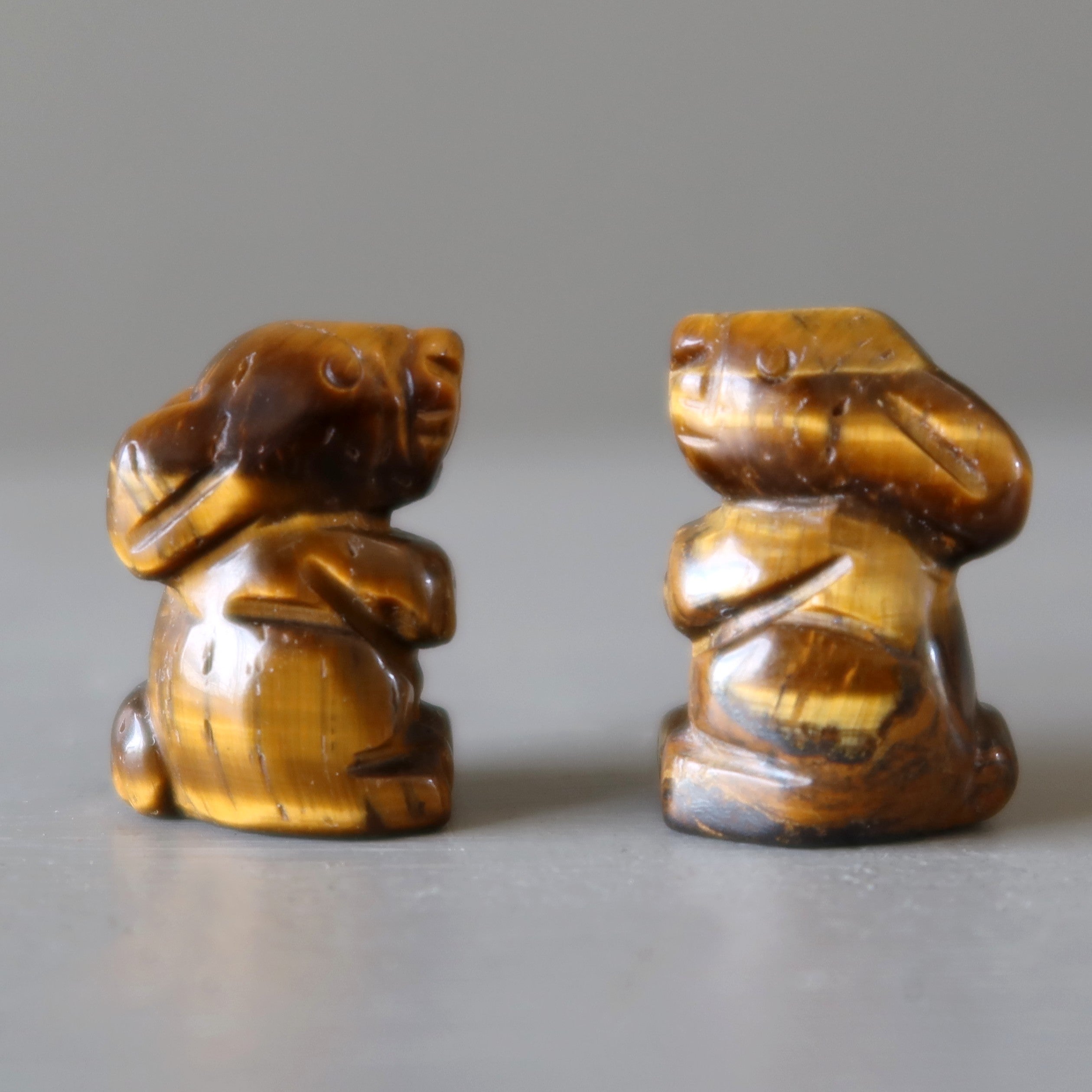 Tigers Eye Rabbit 1" Miniature Pair Animal Hop to Greatness