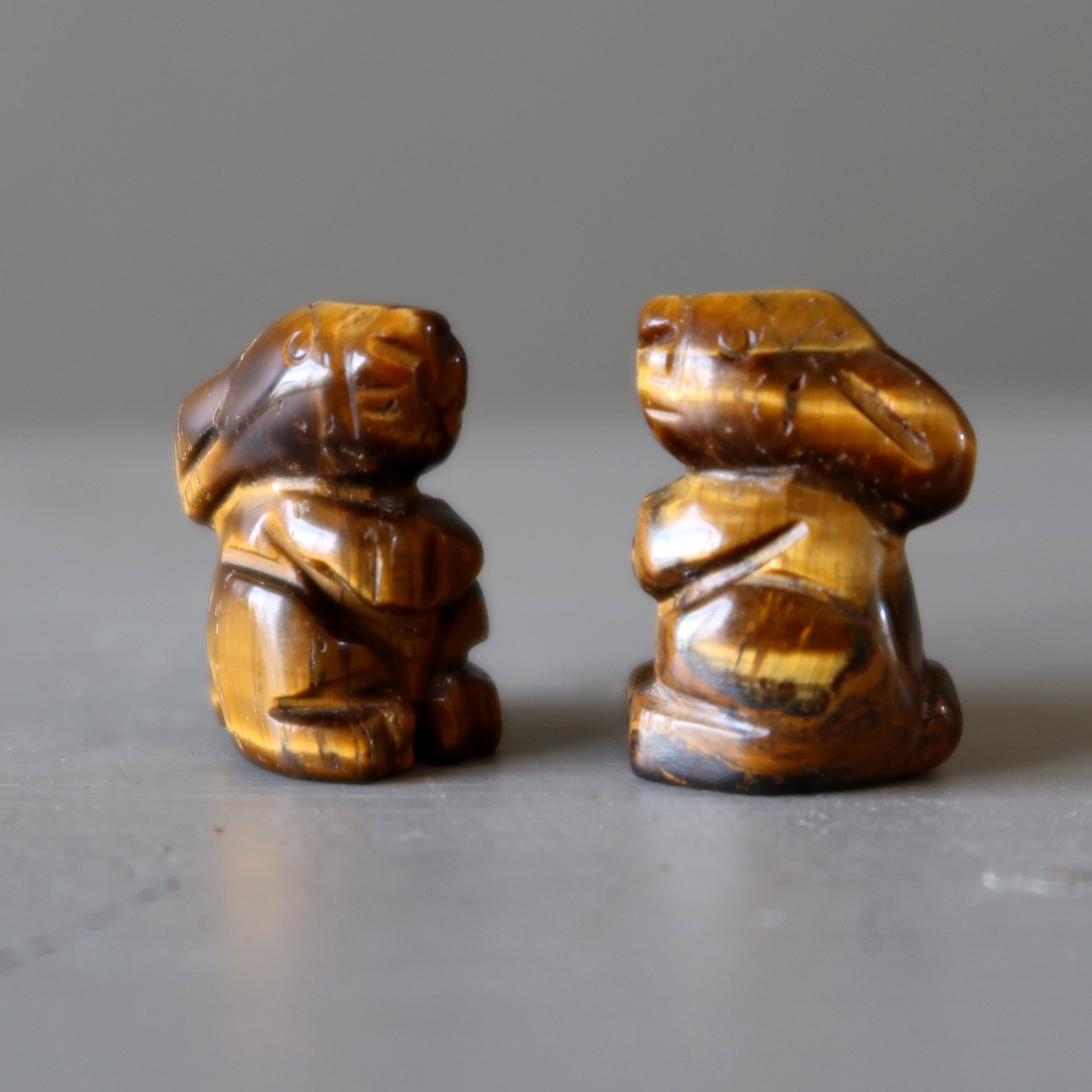 Tigers Eye Rabbit 1" Miniature Pair Animal Hop to Greatness