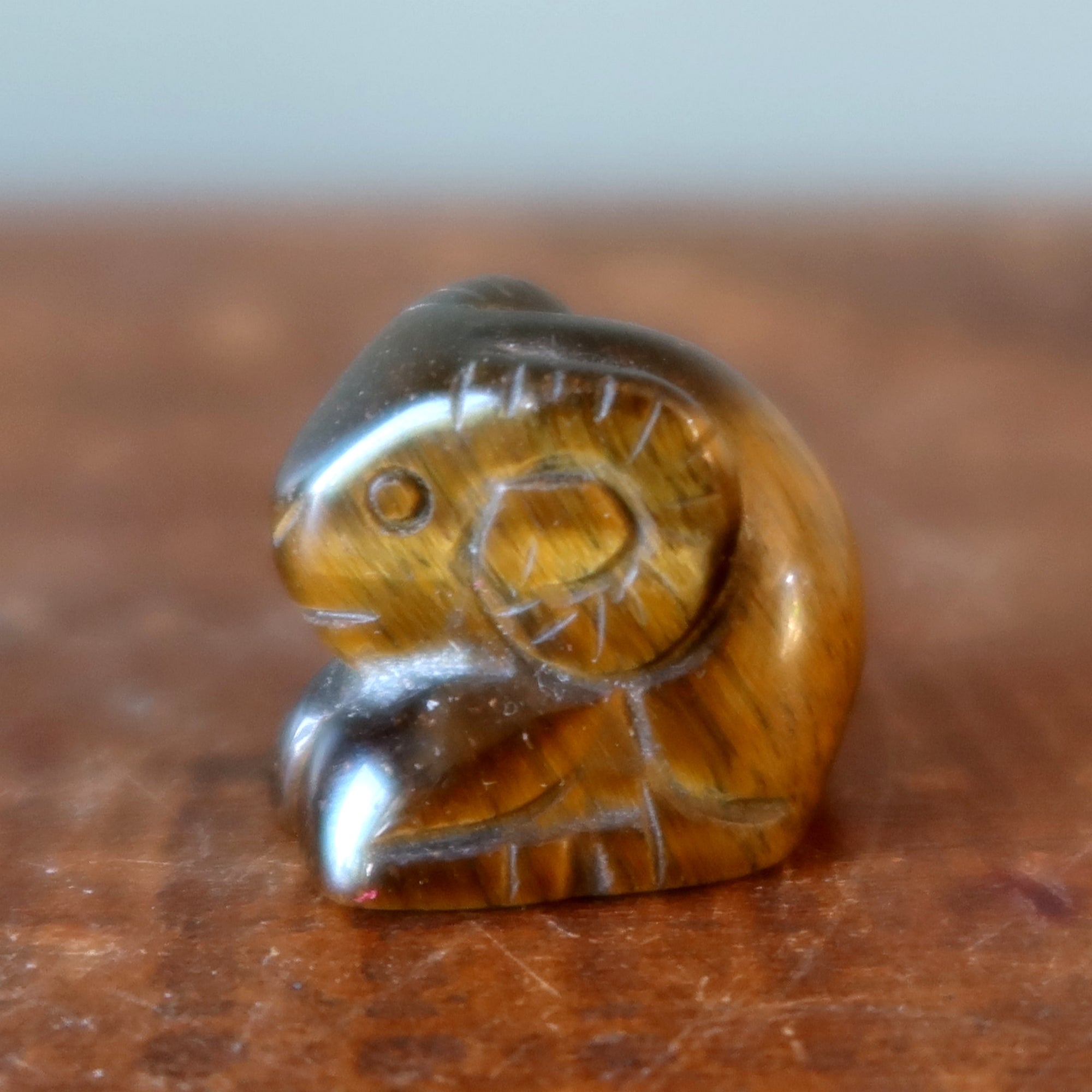 Figurine miniature zodiaque Bélier Œil de tigre mignonne marron
