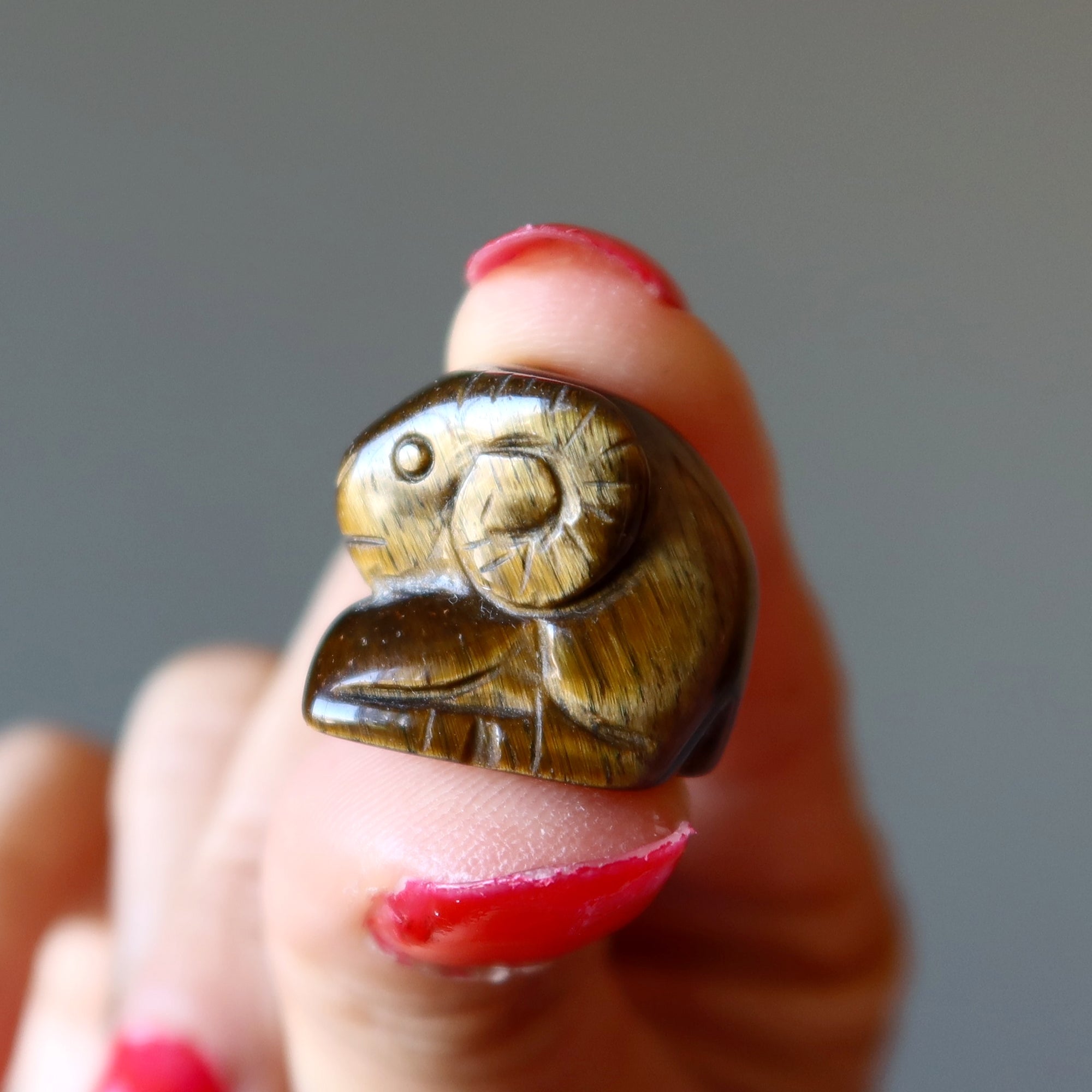 Figurine miniature zodiaque Bélier Œil de tigre mignonne marron