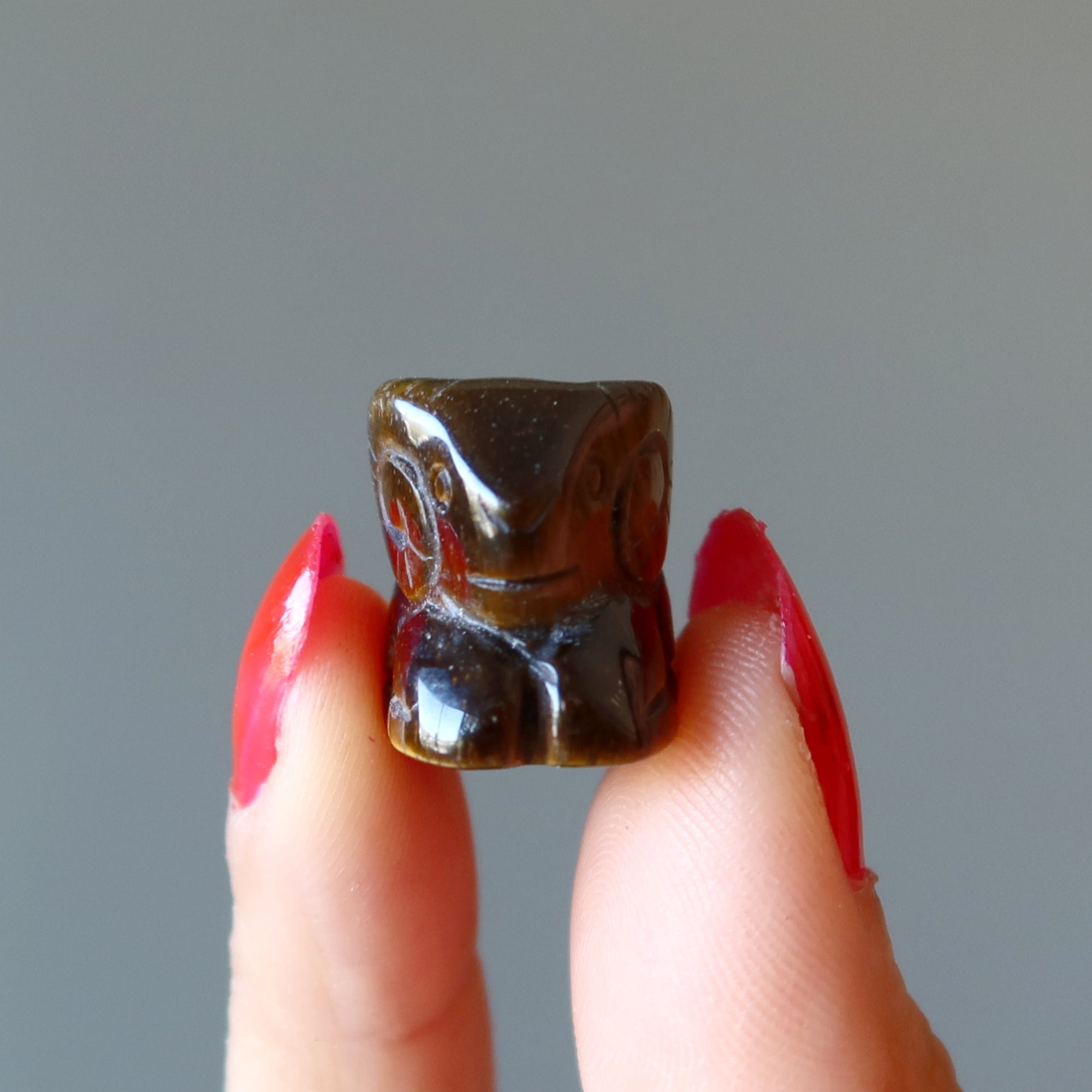 Figurine miniature zodiaque Bélier Œil de tigre mignonne marron
