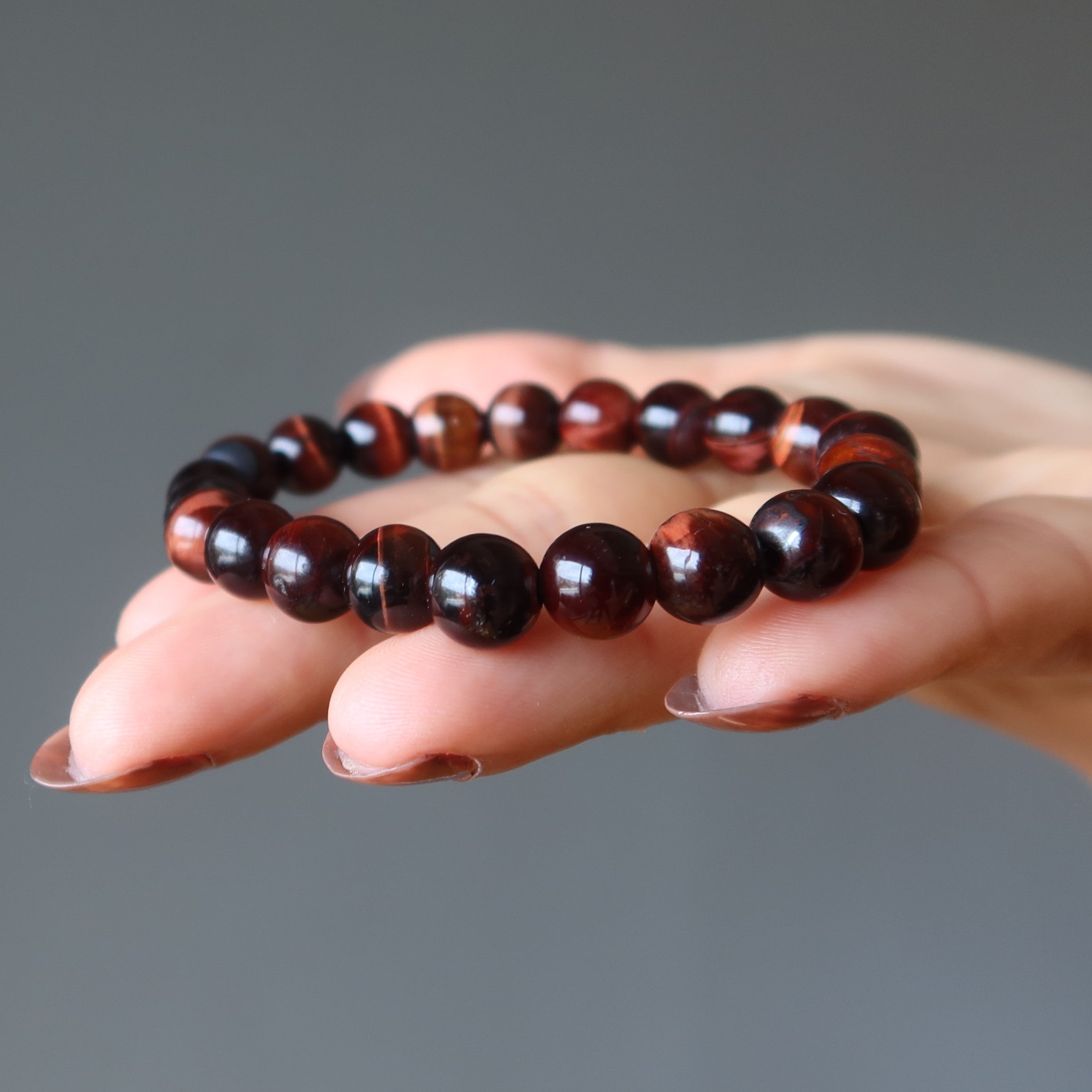 Tigers Eye Bracelet Red Roaring Stone Dream Chaser
