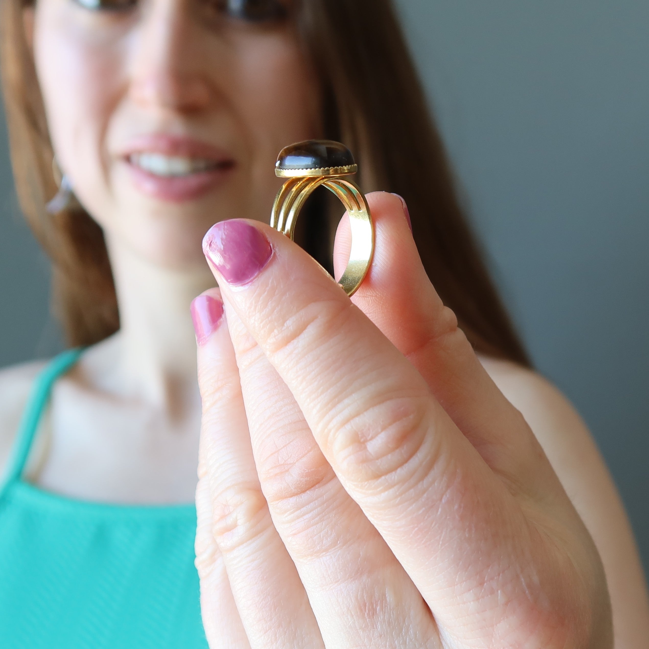 Tigers Eye Ring Empowerment Gem Gold Adjustable