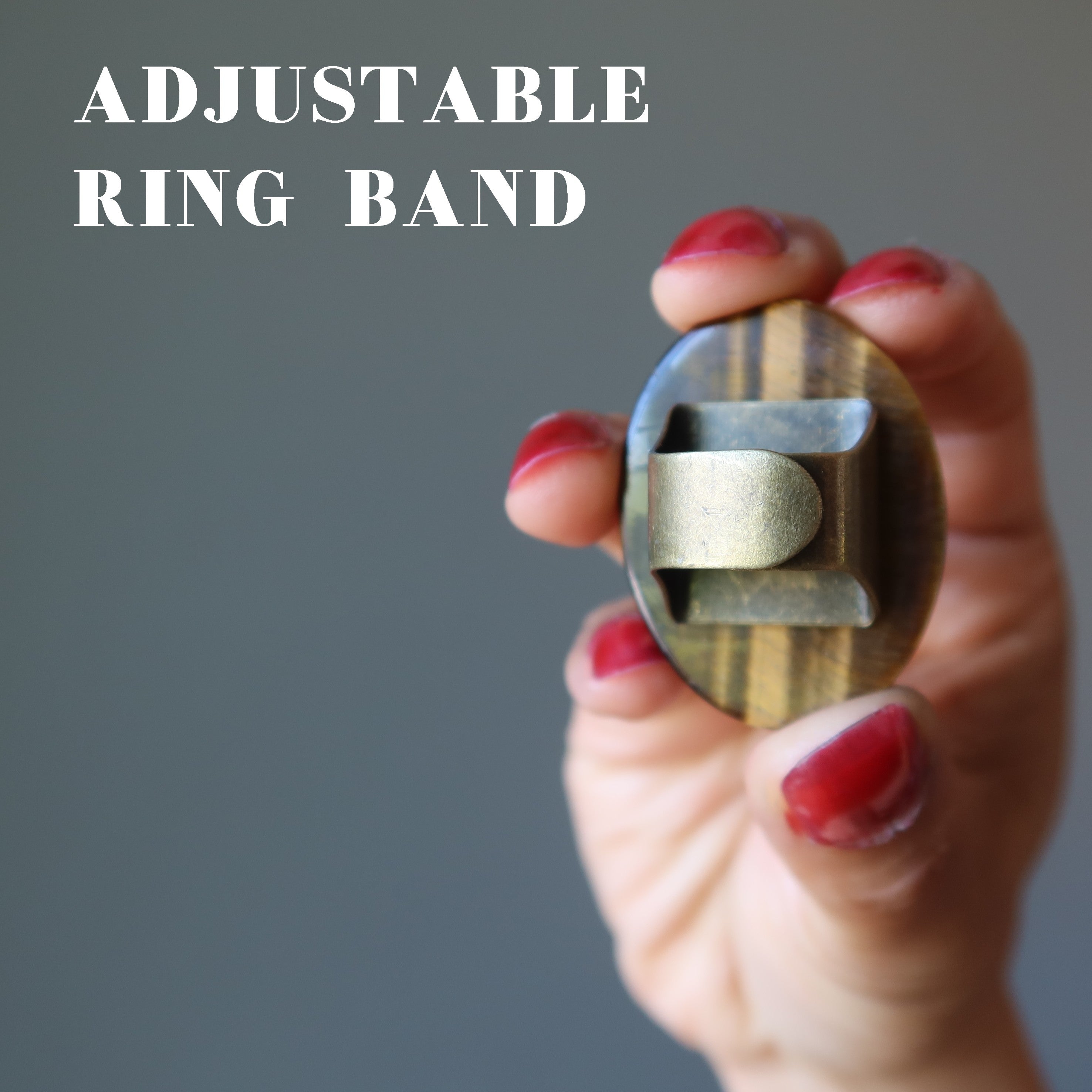 Tigers Eye Ring Big Golden Business Bronze Adjustable