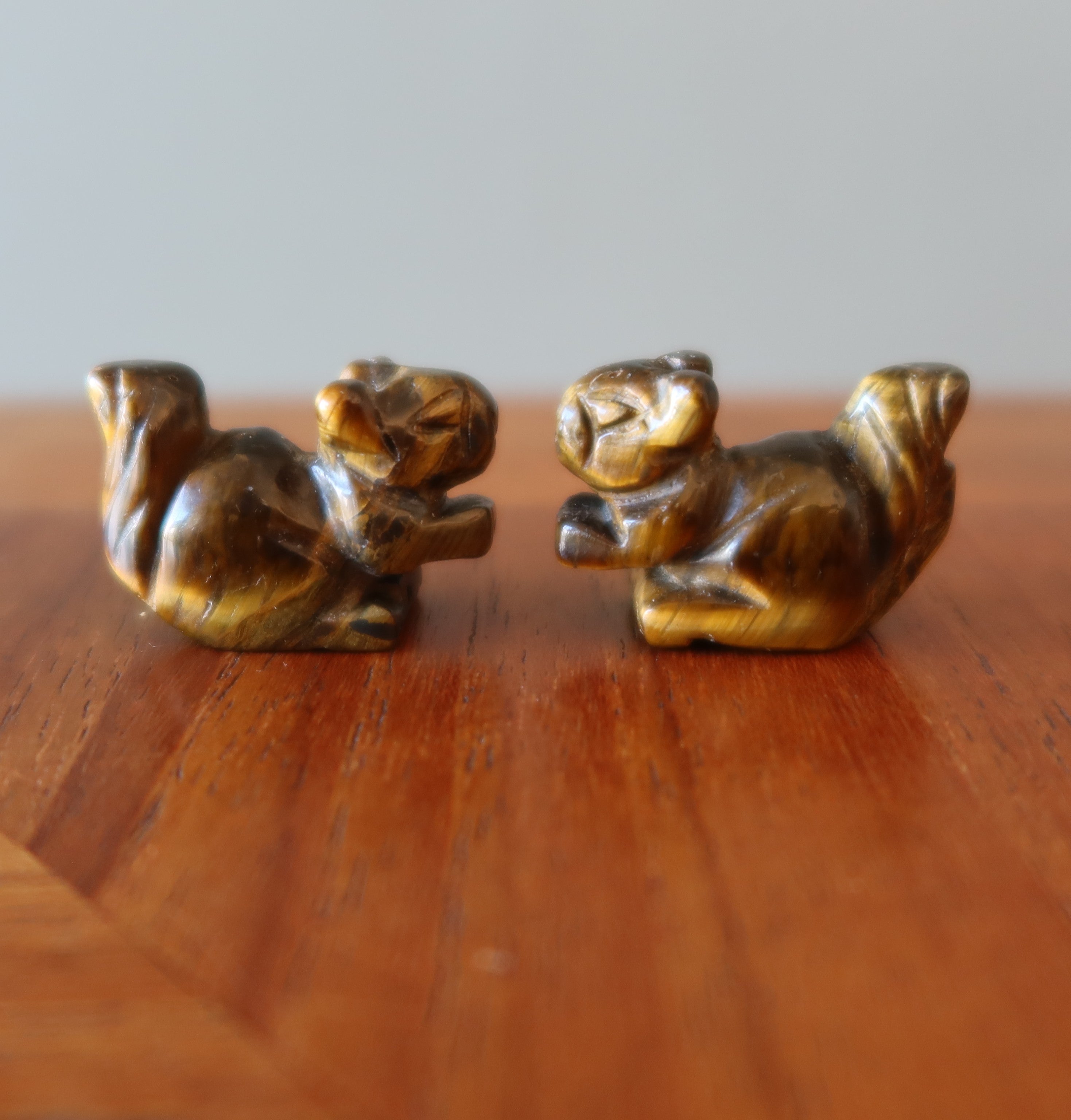 Tigers Eye Squirrel 1" Pair Miniature Animal Wealthy Playful Fun