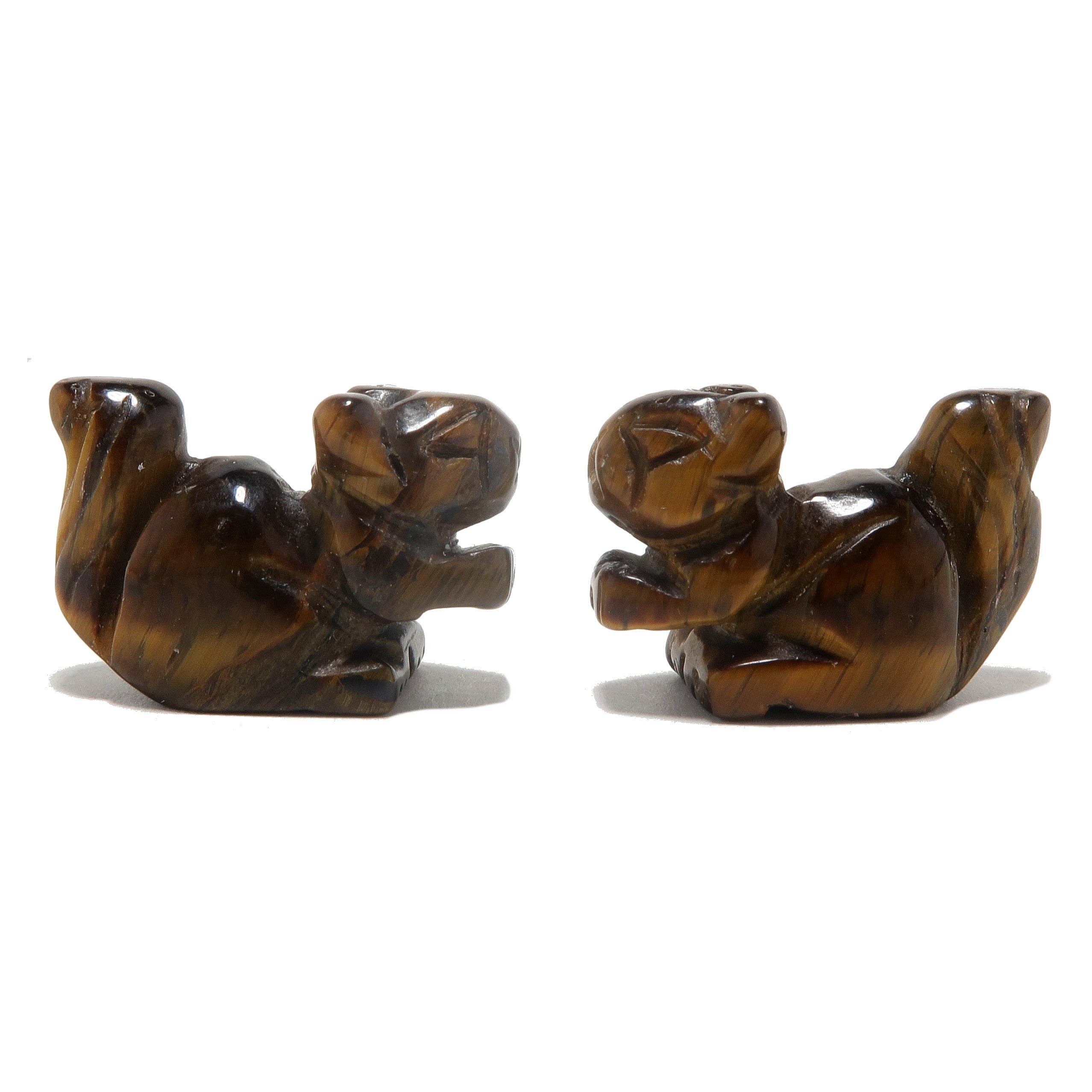 Tigers Eye Squirrel 1" Pair Miniature Animal Wealthy Playful Fun