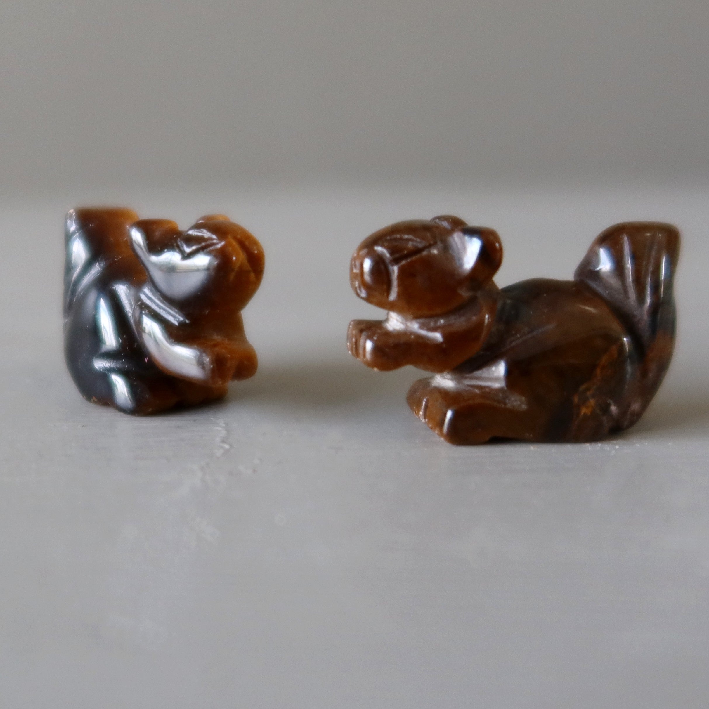 Tigers Eye Squirrel 1" Pair Miniature Animal Wealthy Playful Fun