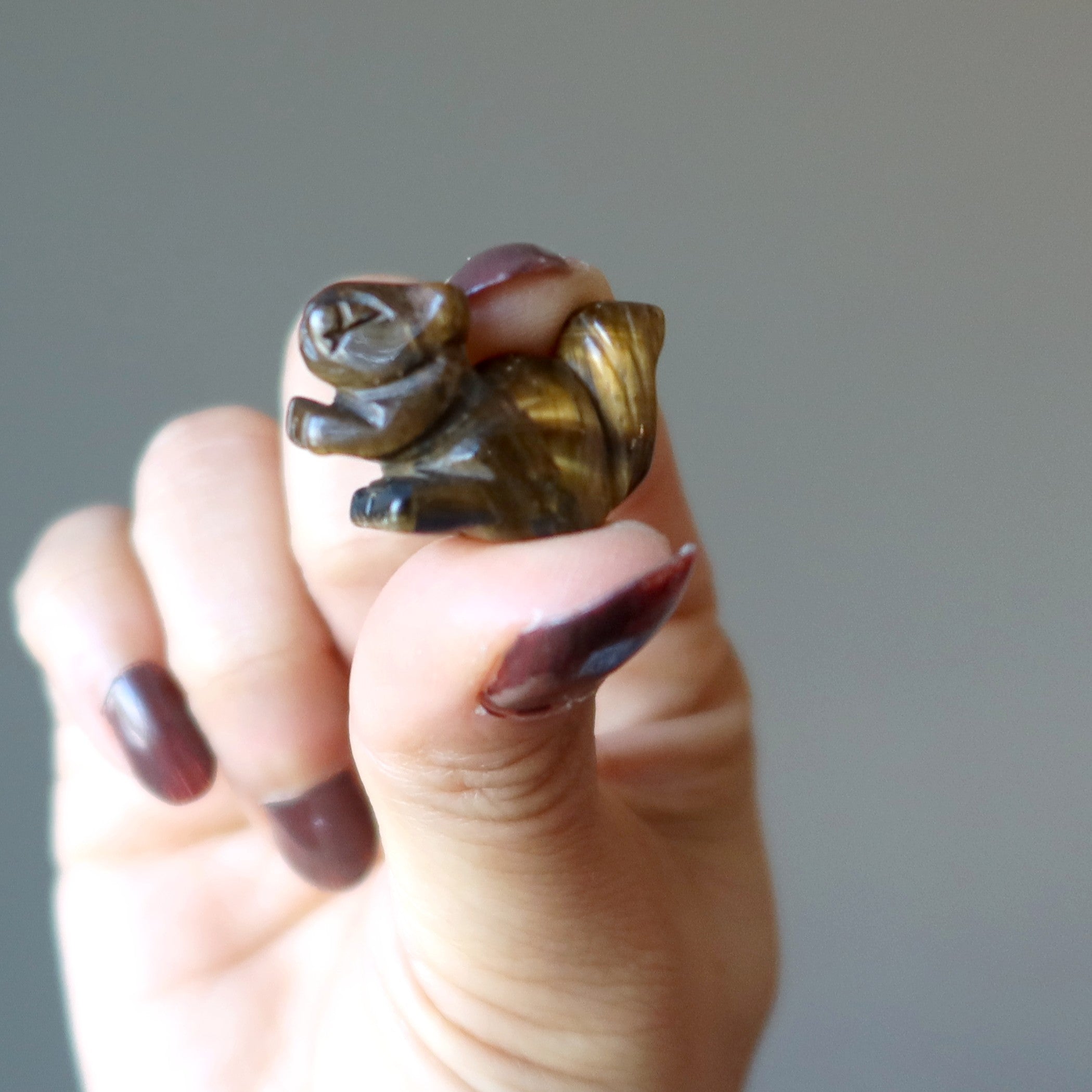 Tigers Eye Squirrel 1" Pair Miniature Animal Wealthy Playful Fun