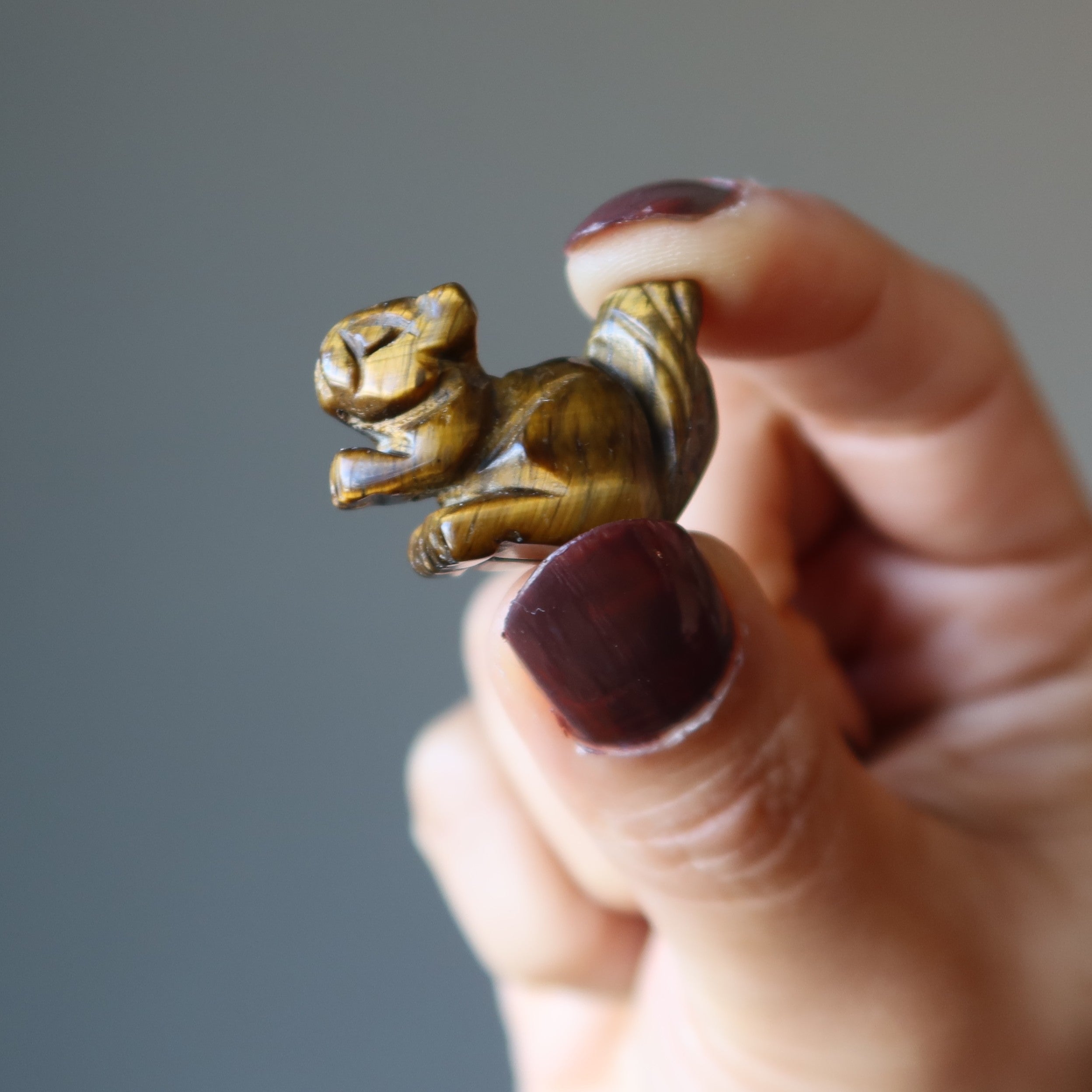 Tigers Eye Squirrel 1" Pair Miniature Animal Wealthy Playful Fun