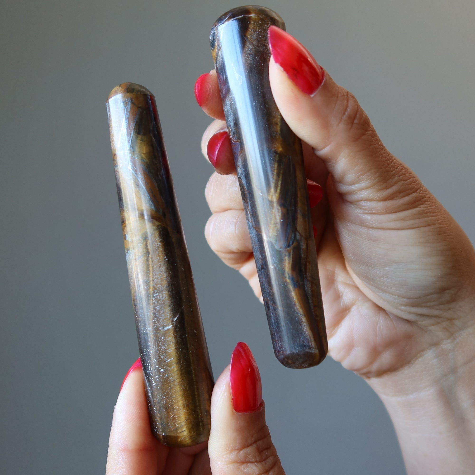 Tigers Eye Massage Wand Hematite Earth Energy Stone